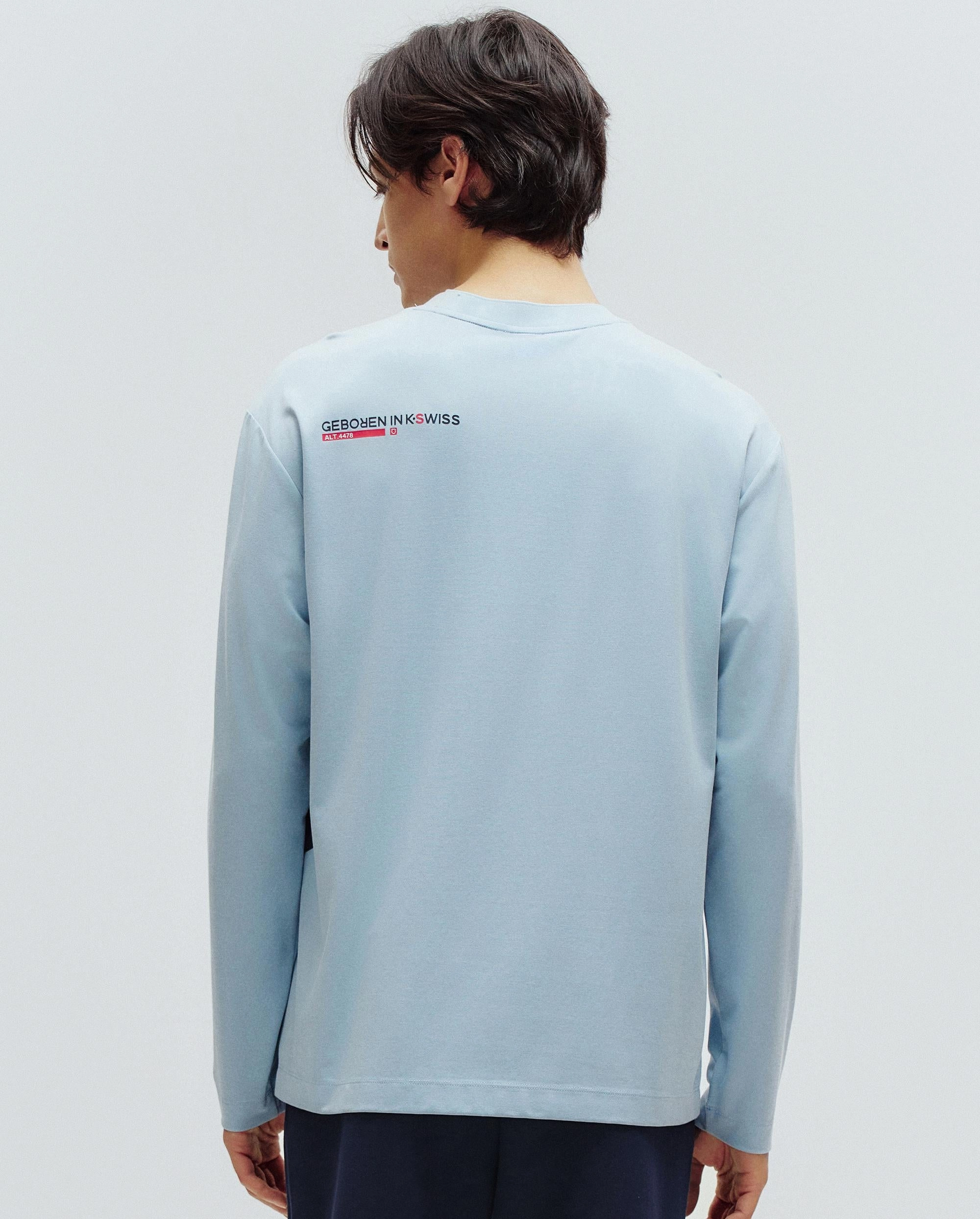 1010791-437 | MEN'S K-SWISS LOGO LOOSE FIT LONG SLEEVES T-SHIRT | BLUE/WHT