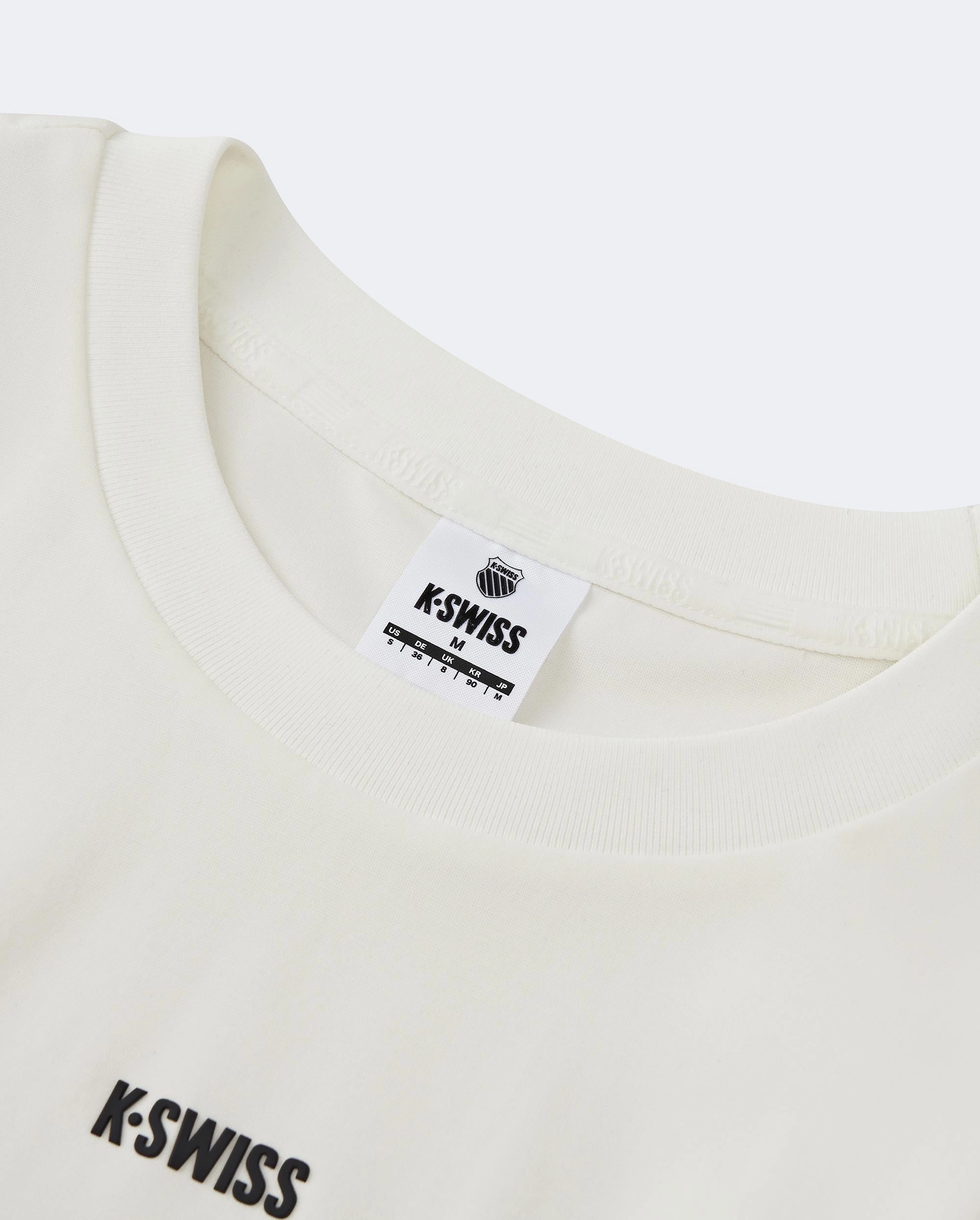 1910771-115 | WOMEN'S K-SWISS LOGO LOOSE FIT GATERED HEM T-SHIRT | WHITE/SPECIAL