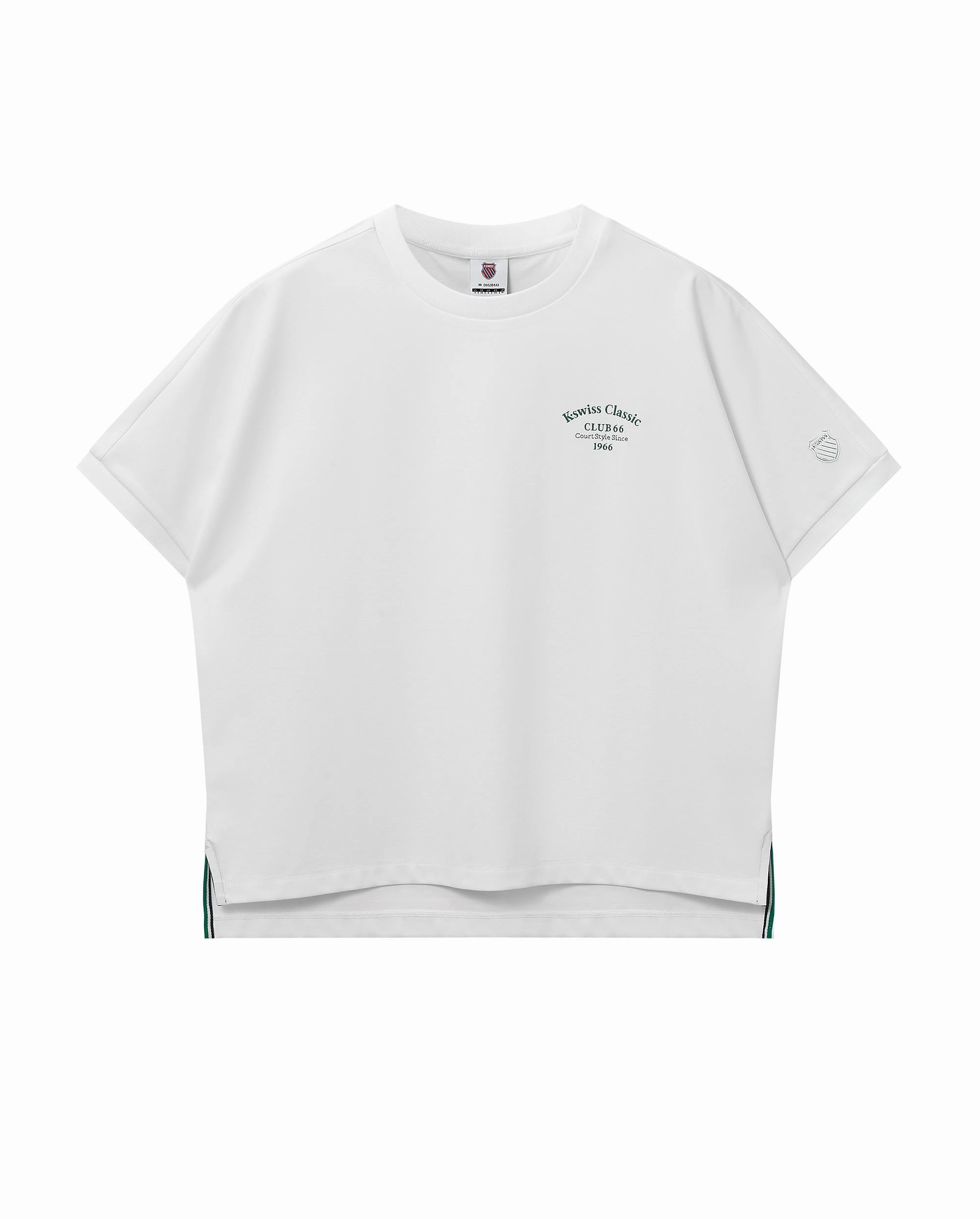 198424-101 | WOMEN'S EMBROIDERED K-SWISS LOGO LOOSE FIT T-SHIRT | WHITE/WHITE