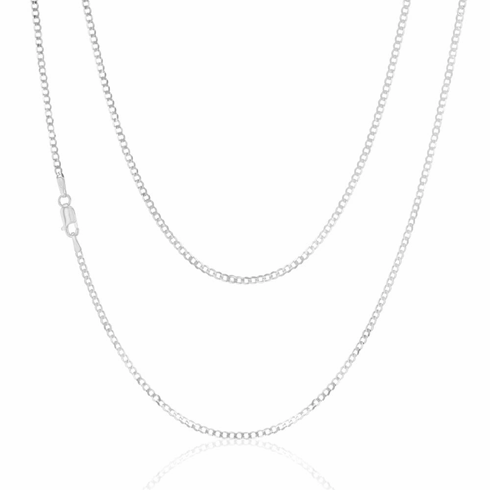 9ct White Gold 50 Gauge Tight Curb 46cm Chain