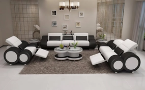 Aetius Modern Leather Sofa Set with Footrest
