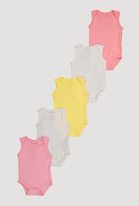 Baby Girls 0-9M Basic Sleeveless Bodysuits 5 Pack