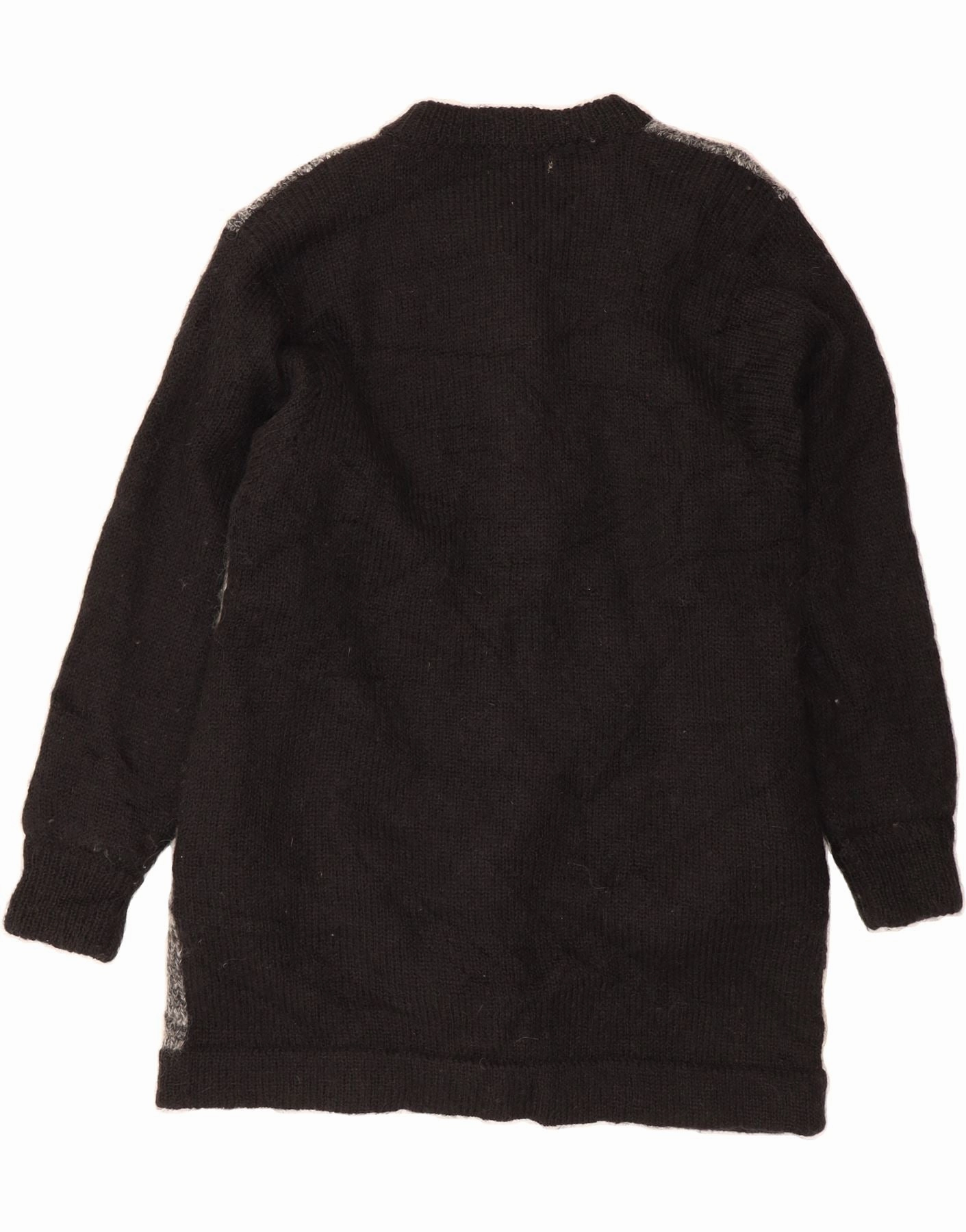 BASIC Womens Graphic Cardigan Sweater UK 10 Small Black Colourblock