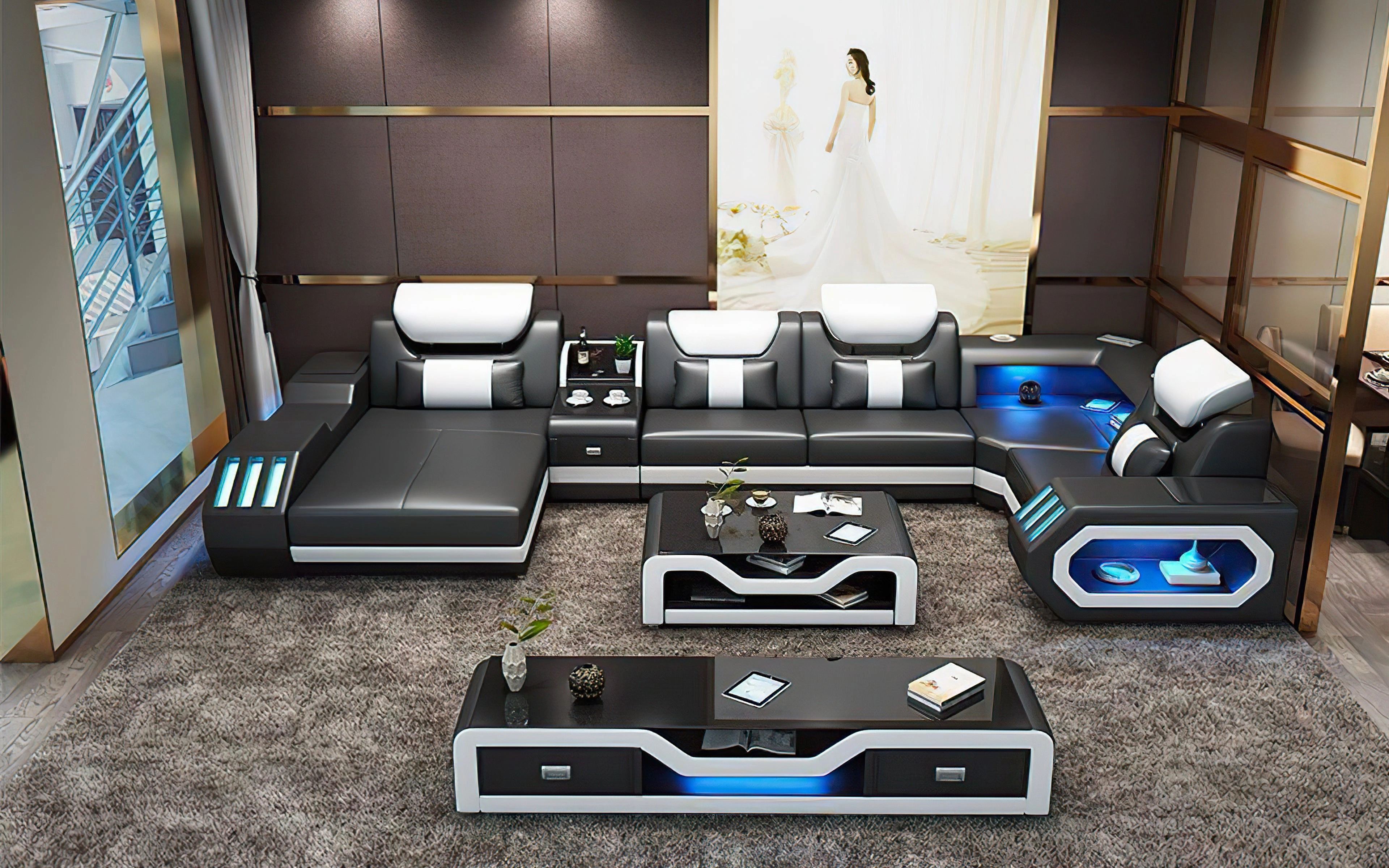 Bigelow Leather Sectional with USB Charger