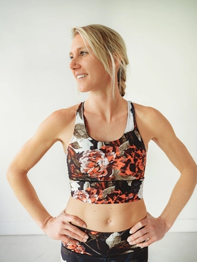 Black Floral Longline Sports Bra *FINAL SALE*