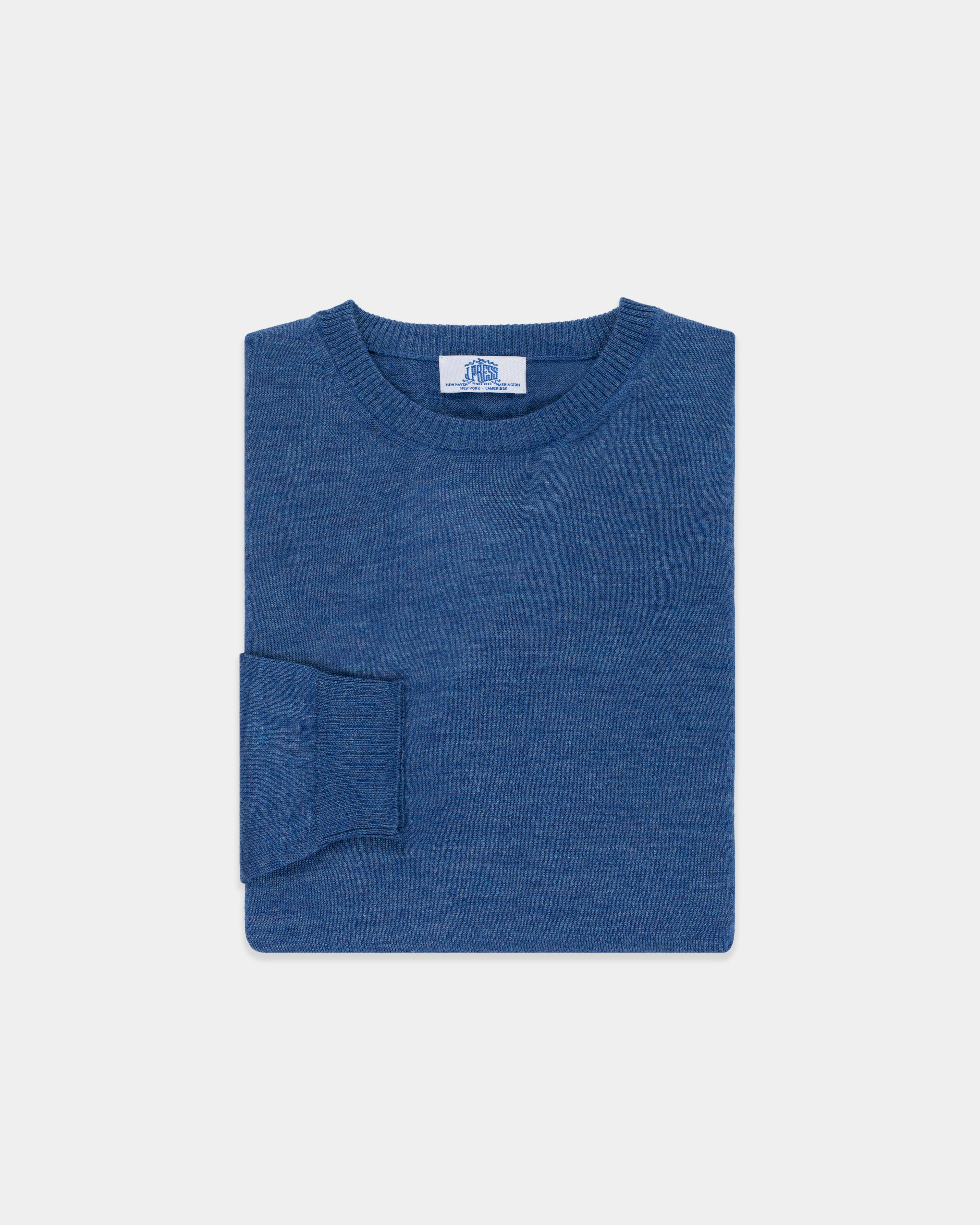 BLUE ALPACA/SILK CREWNECK SWEATER