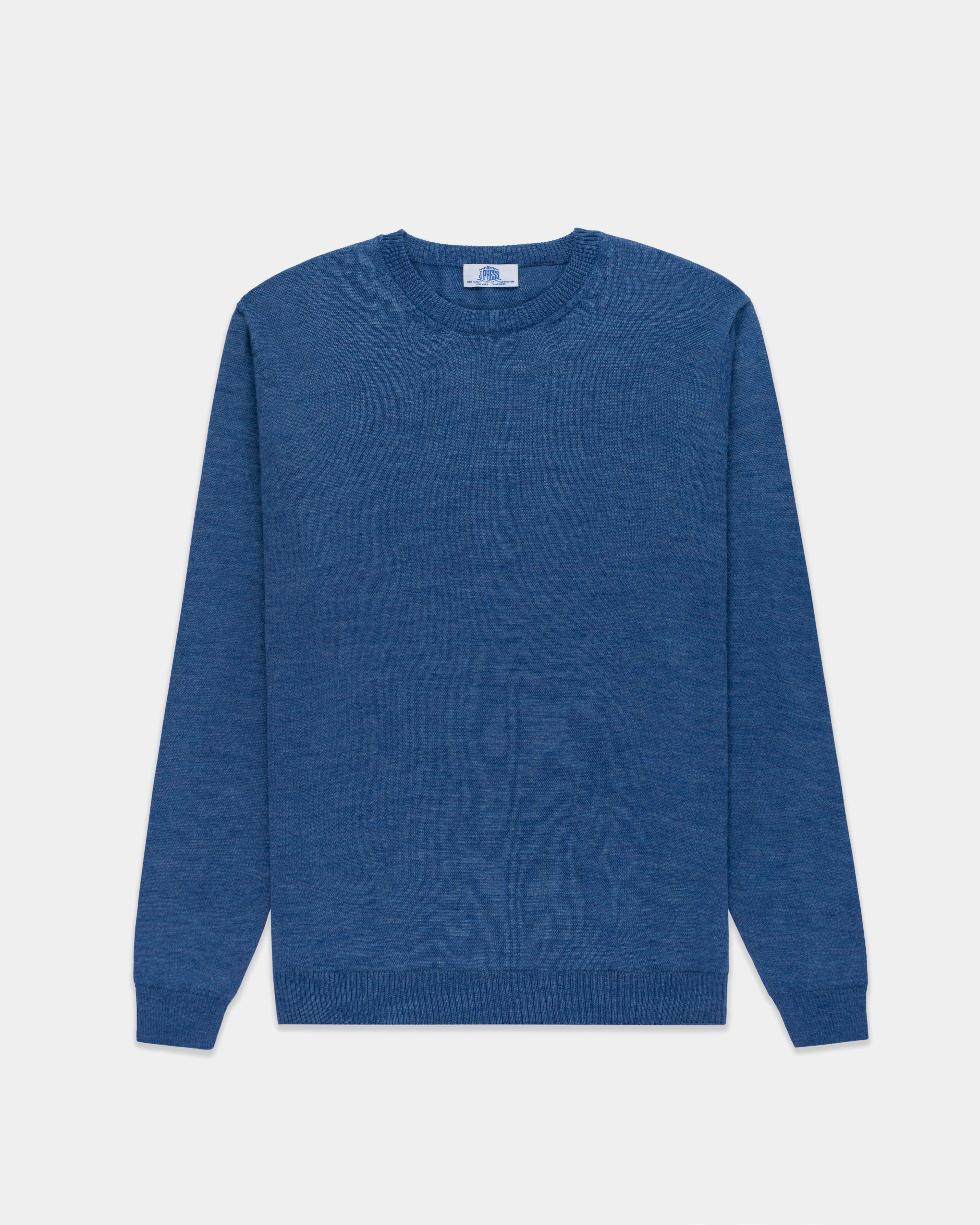 BLUE ALPACA/SILK CREWNECK SWEATER