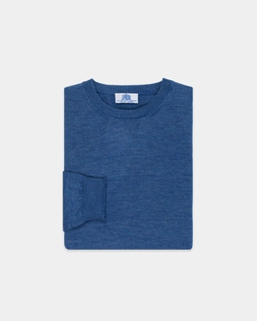 BLUE ALPACA/SILK CREWNECK SWEATER