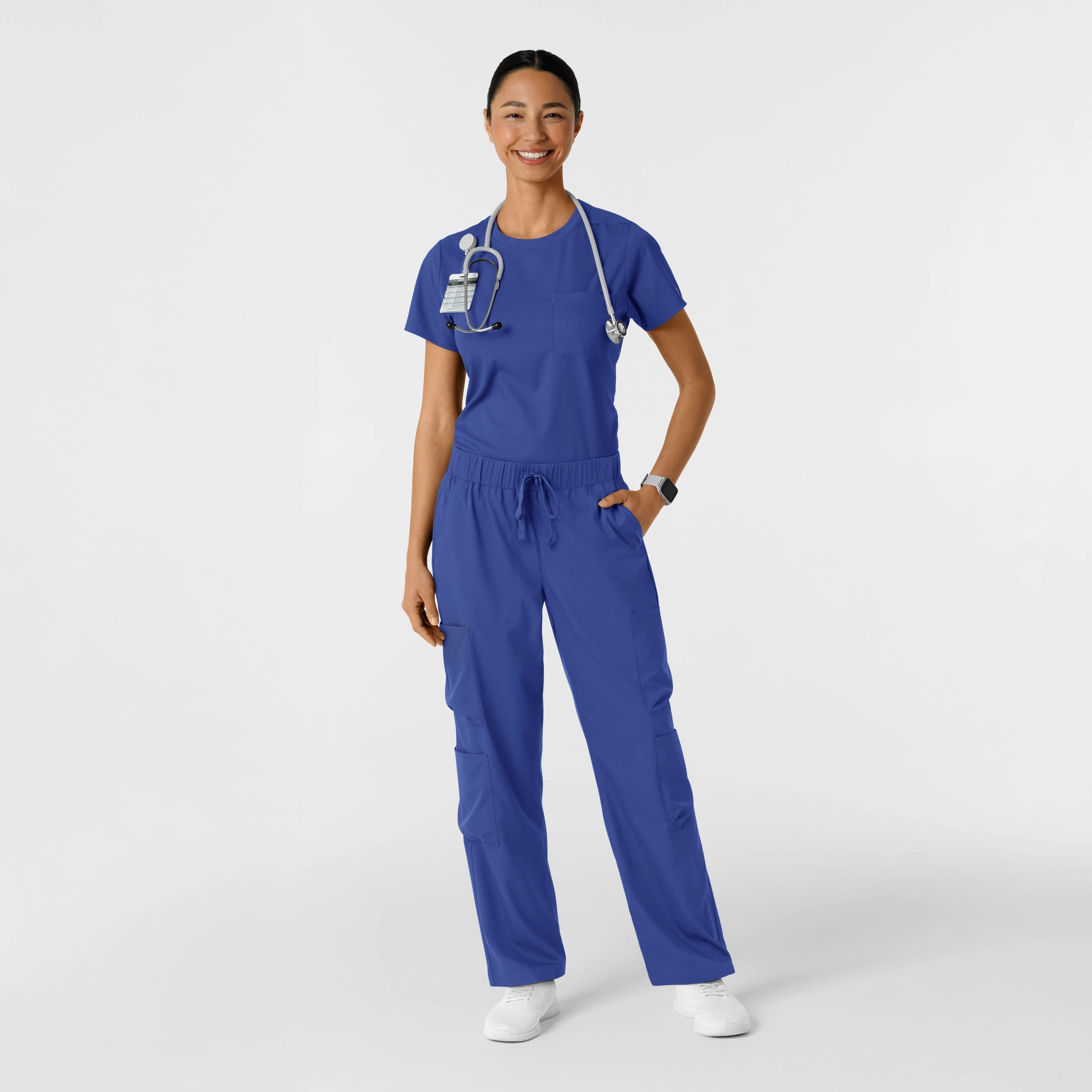Boundless Women's Crew Neck Scrub Top - Galaxy Blue