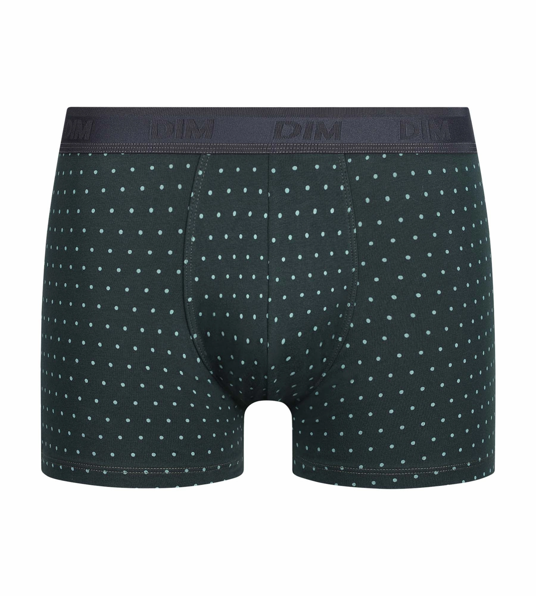 Boxer homme en coton stretch Vert à pois Dim Fancy
