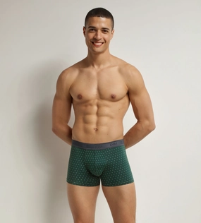 Boxer homme en coton stretch Vert à pois Dim Fancy