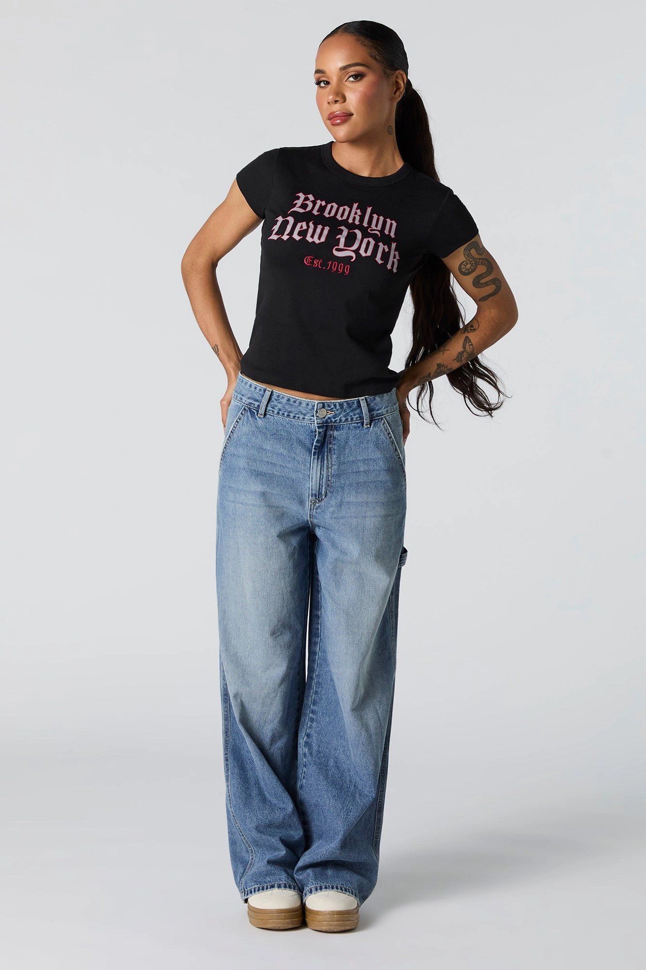Brooklyn 1999 Graphic Embroidered Fitted T-Shirt