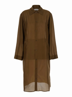 Brown Cardigan With Wide Collar And Long Sleeves