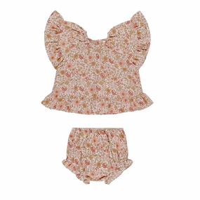 Butterfly Top and Bloomer Set - Pink Gardenia