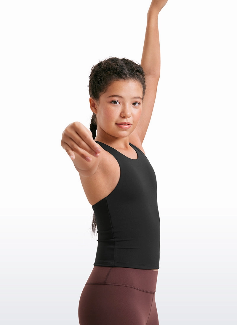 Butterluxe Girls Double Lined Racerback Tank Tops Waist Length
