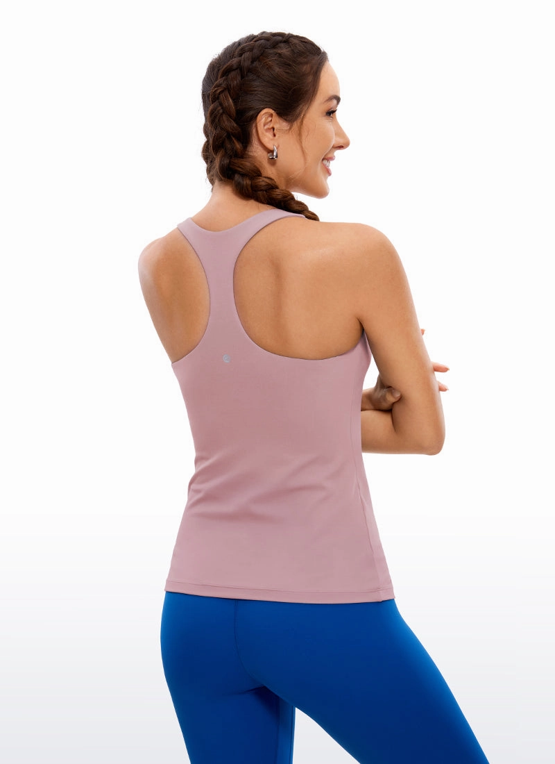 Butterluxe Hip-Length Built in Bra Racerback Tank