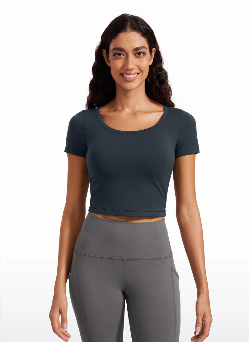 Butterluxe Scoop Neck Cropped Short Sleeves