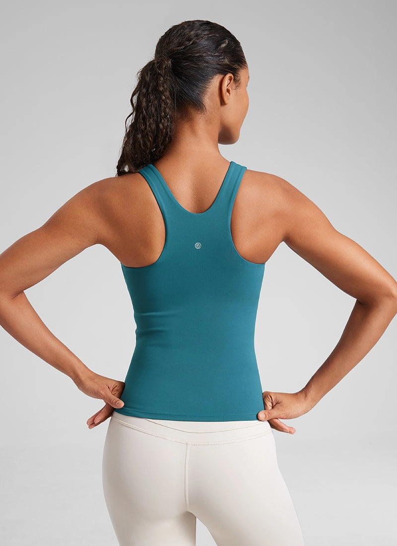 Butterluxe Waist Length Built-in Bra Tanks High Neck