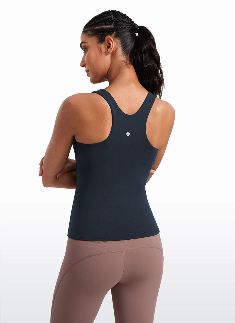 Butterluxe Waist Length Built-in Bra Tanks High Neck