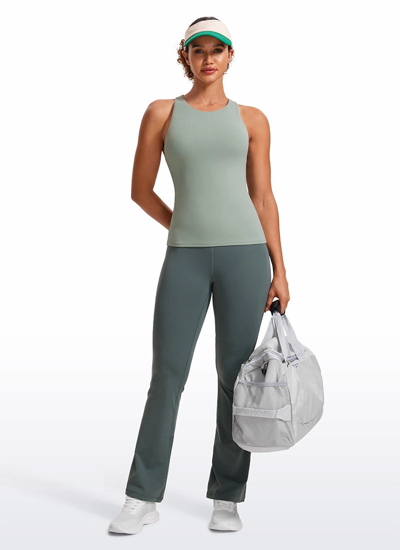 Butterluxe Waist Length Built-in Bra Tanks High Neck