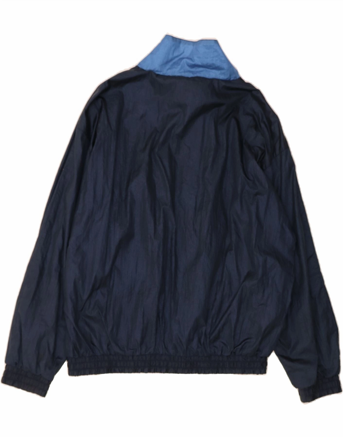 C&A Mens Loose Fit Tracksuit Top Jacket Large Navy Blue Colourblock Nylon