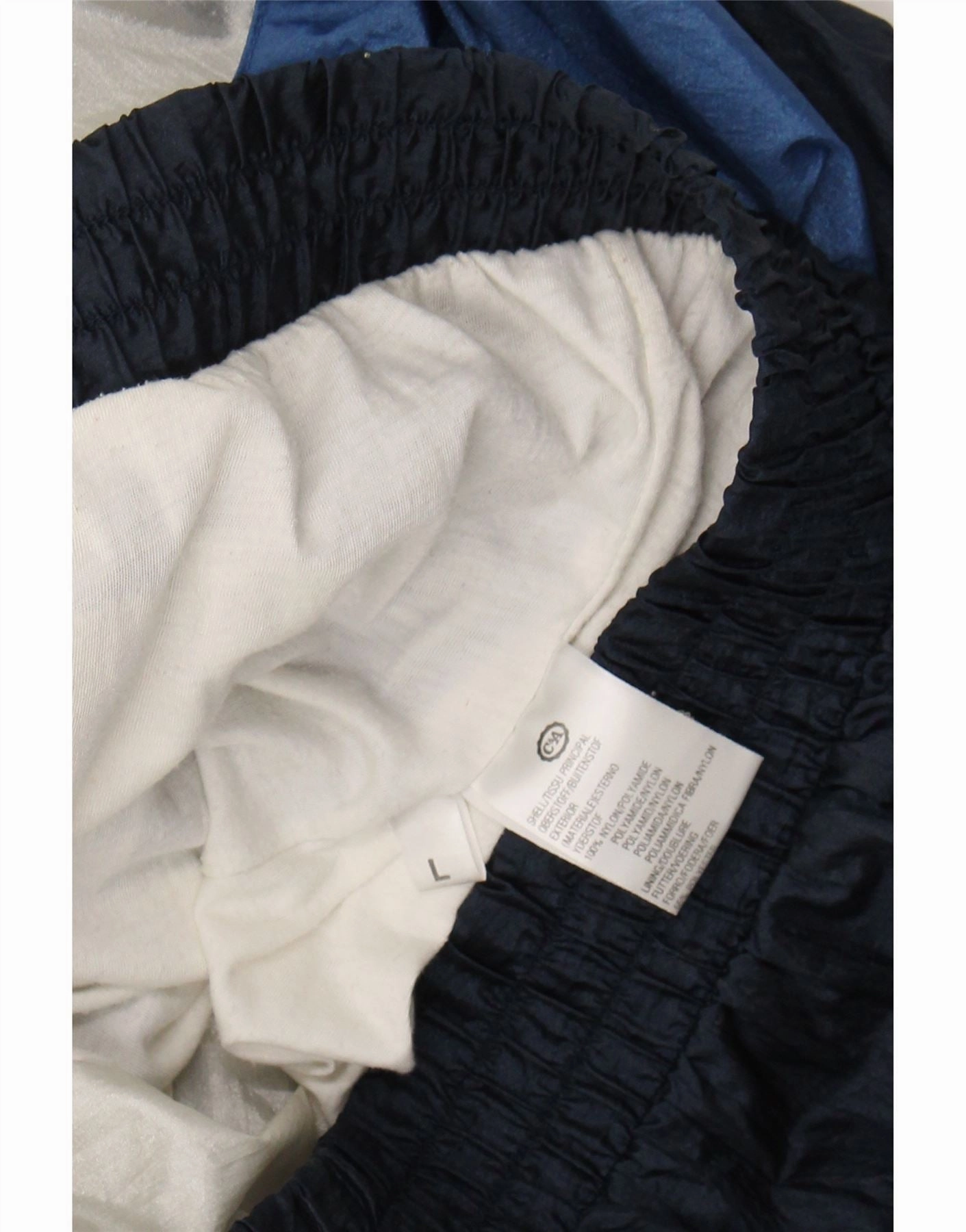 C&A Mens Loose Fit Tracksuit Top Jacket Large Navy Blue Colourblock Nylon
