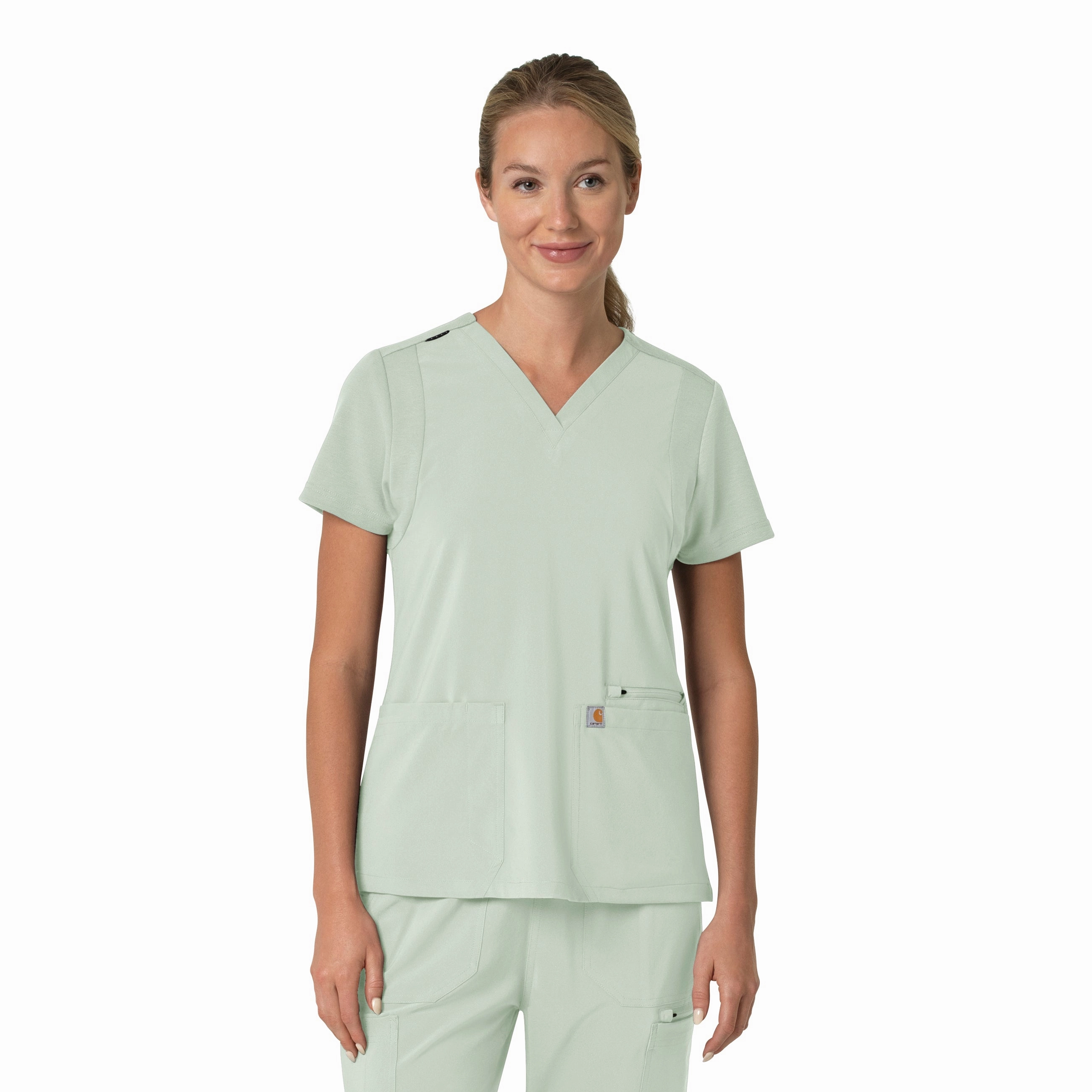 Carhartt Force Cross-Flex Women's Flex Panel V-Neck Scrub Top - Big Sky