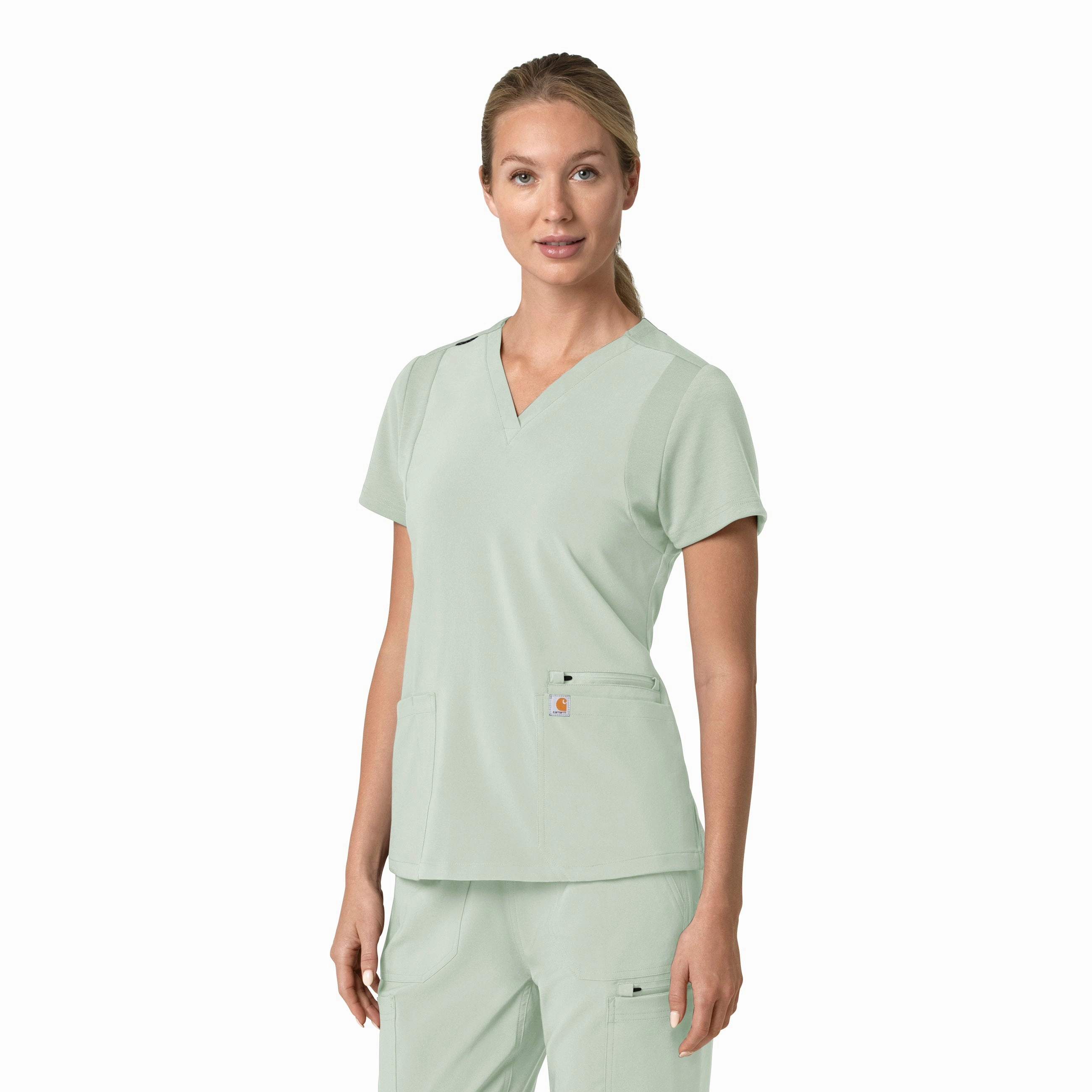 Carhartt Force Cross-Flex Women's Flex Panel V-Neck Scrub Top - Big Sky