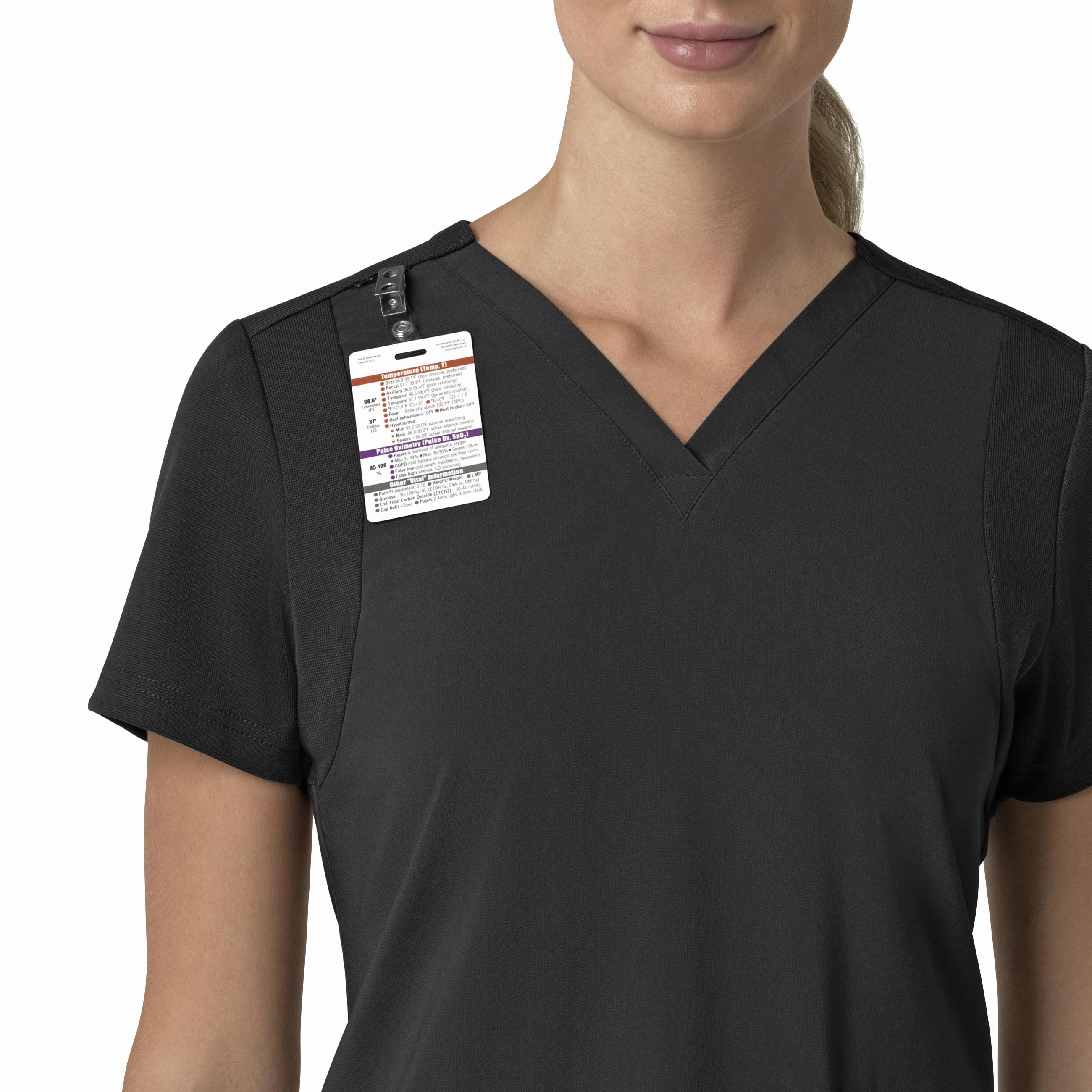 Carhartt Force Cross-Flex Women's Flex Panel V-Neck Scrub Top - Black