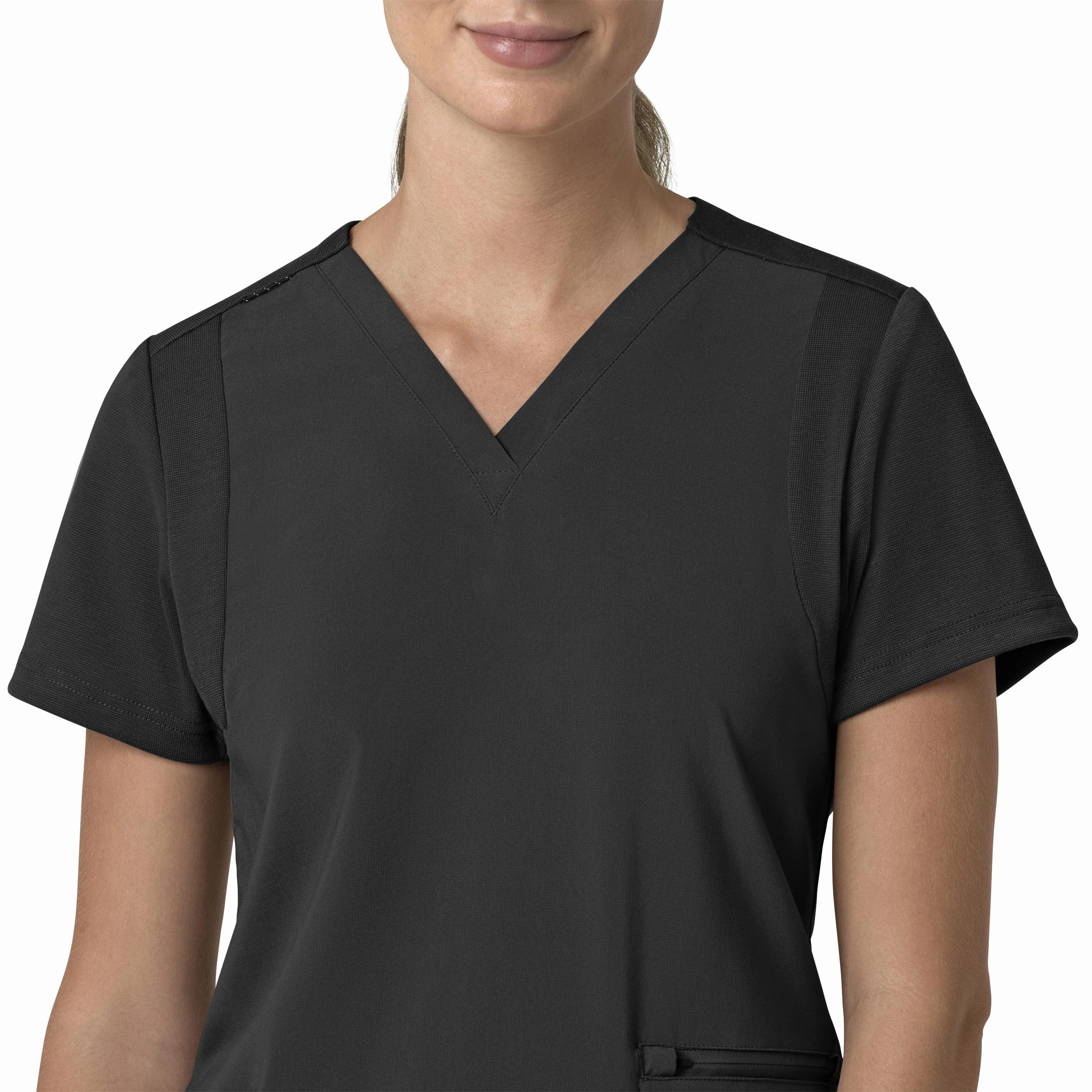 Carhartt Force Cross-Flex Women's Flex Panel V-Neck Scrub Top - Black