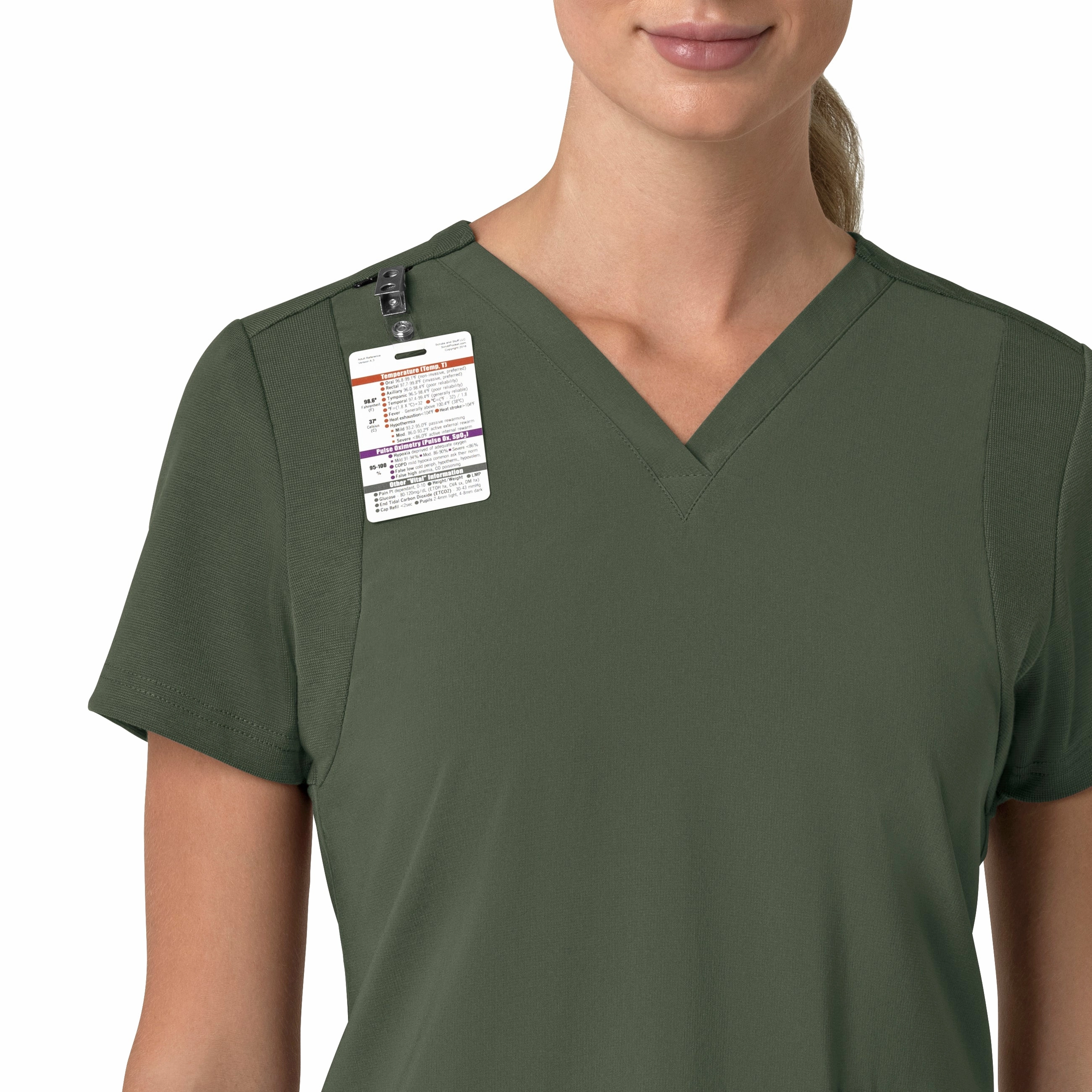 Carhartt Force Cross-Flex Women's Flex Panel V-Neck Scrub Top - Olive