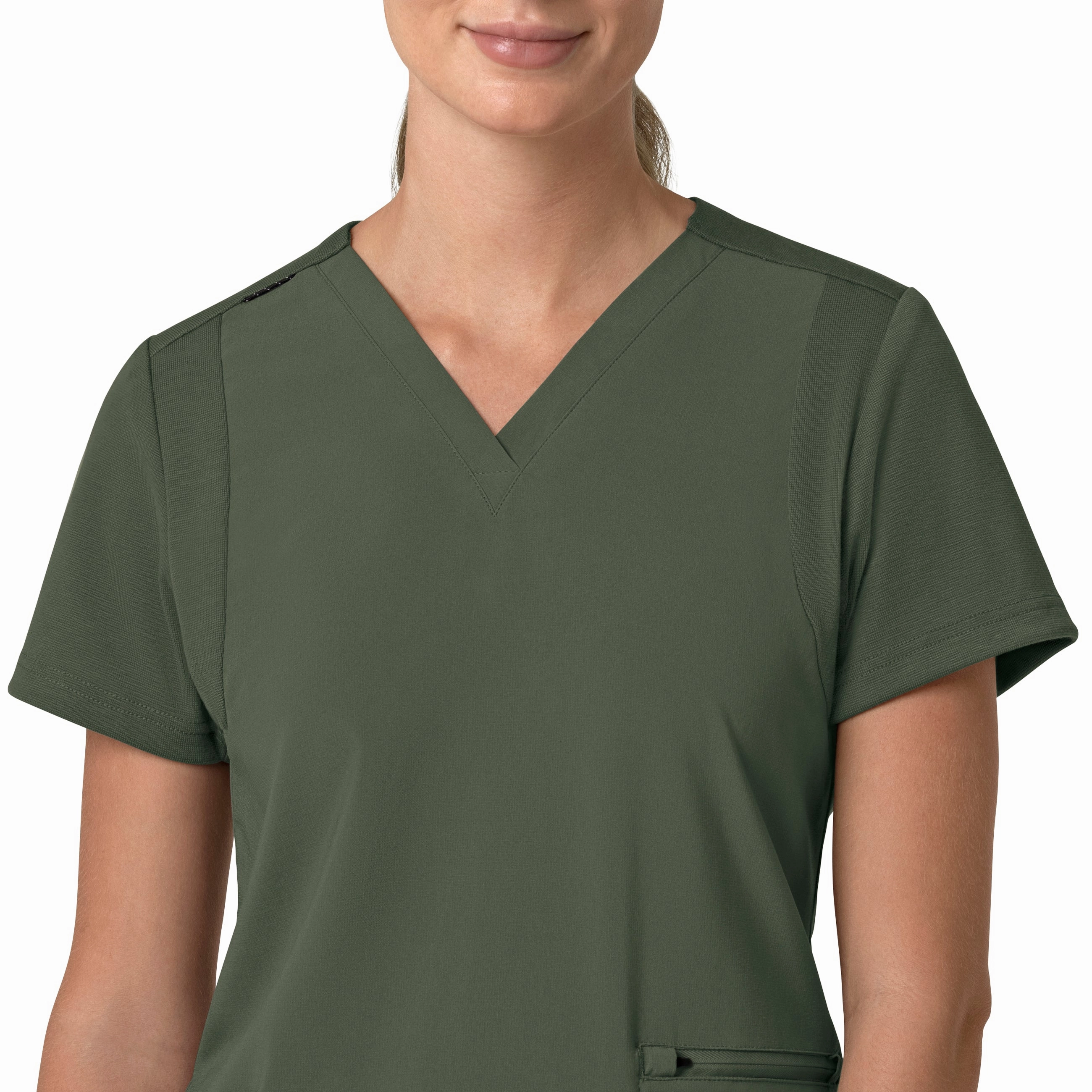 Carhartt Force Cross-Flex Women's Flex Panel V-Neck Scrub Top - Olive