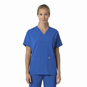 Carhartt Force Cross-Flex Women's Oversized V-Neck Scrub Top - Royal