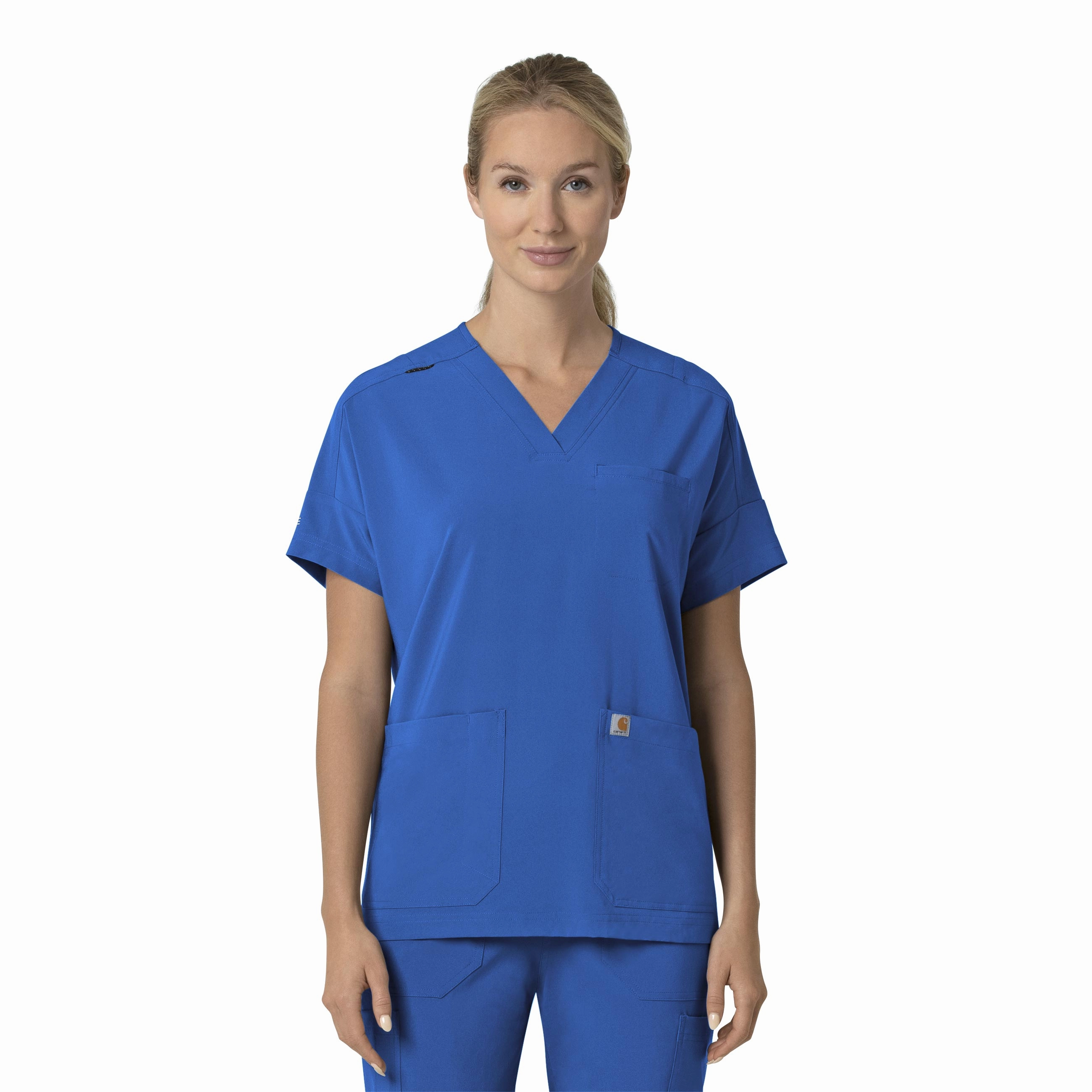 Carhartt Force Cross-Flex Women's Oversized V-Neck Scrub Top - Royal