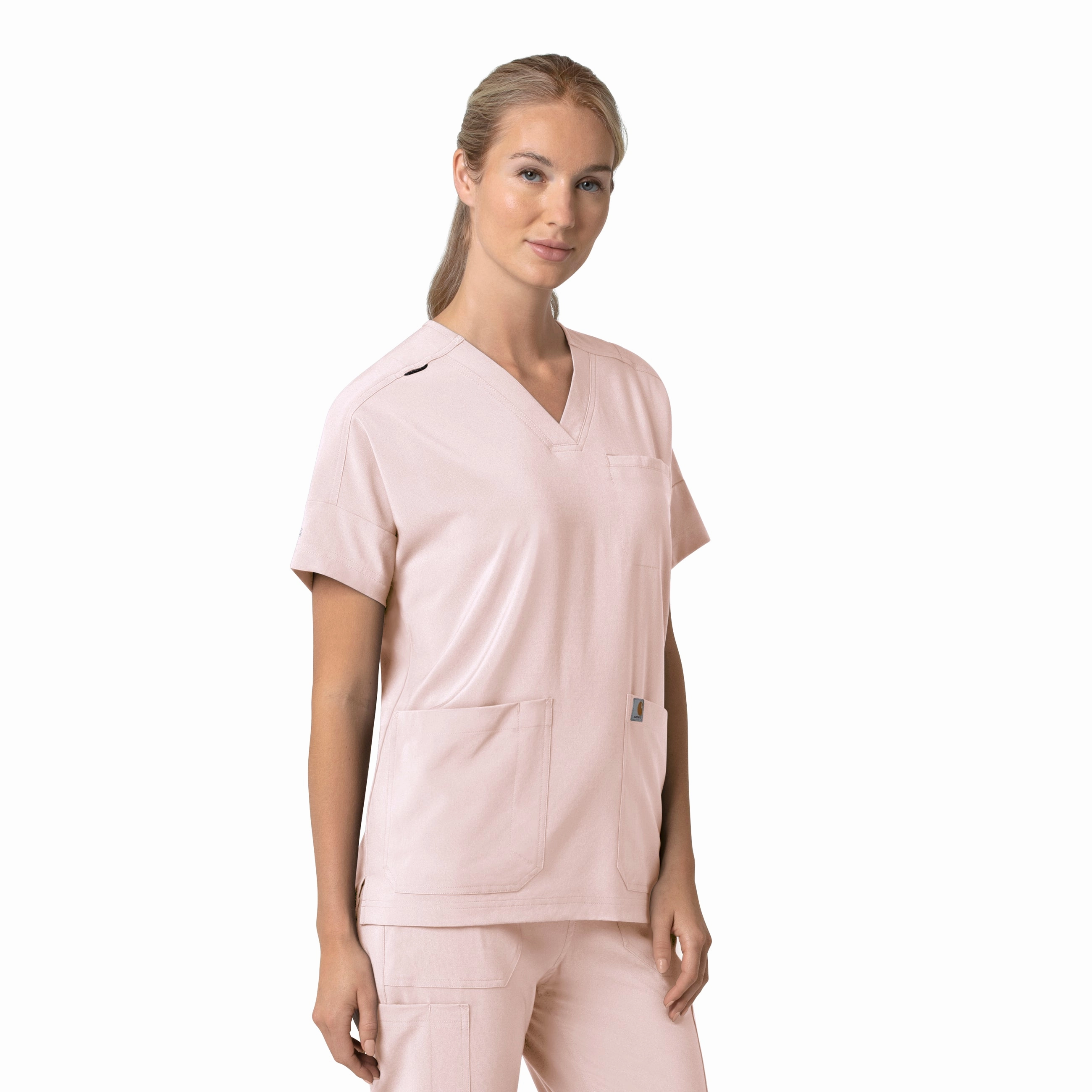 Carhartt Force Cross-Flex Women's Oversized V-Neck Scrub Top - Soft Rose