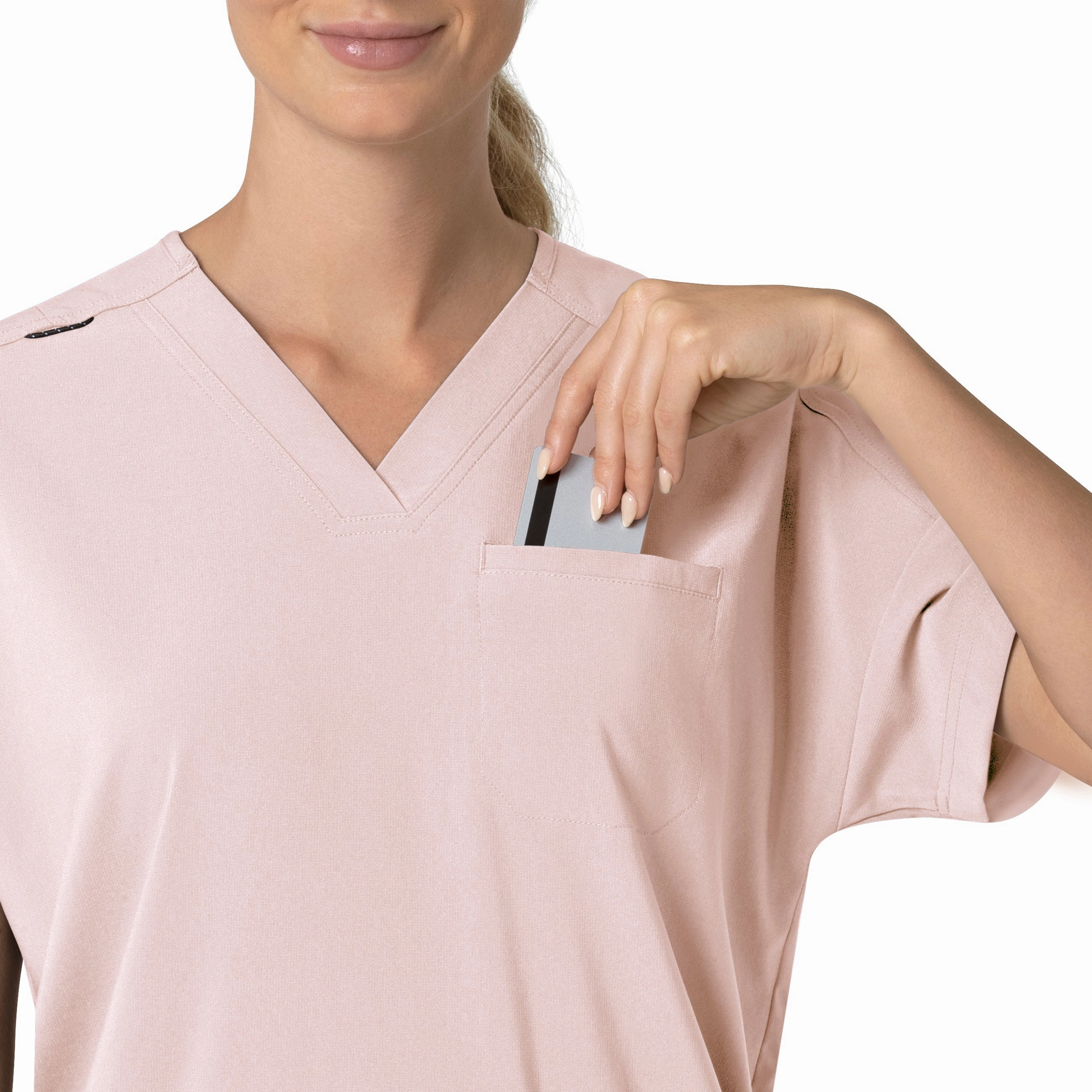 Carhartt Force Cross-Flex Women's Oversized V-Neck Scrub Top - Soft Rose
