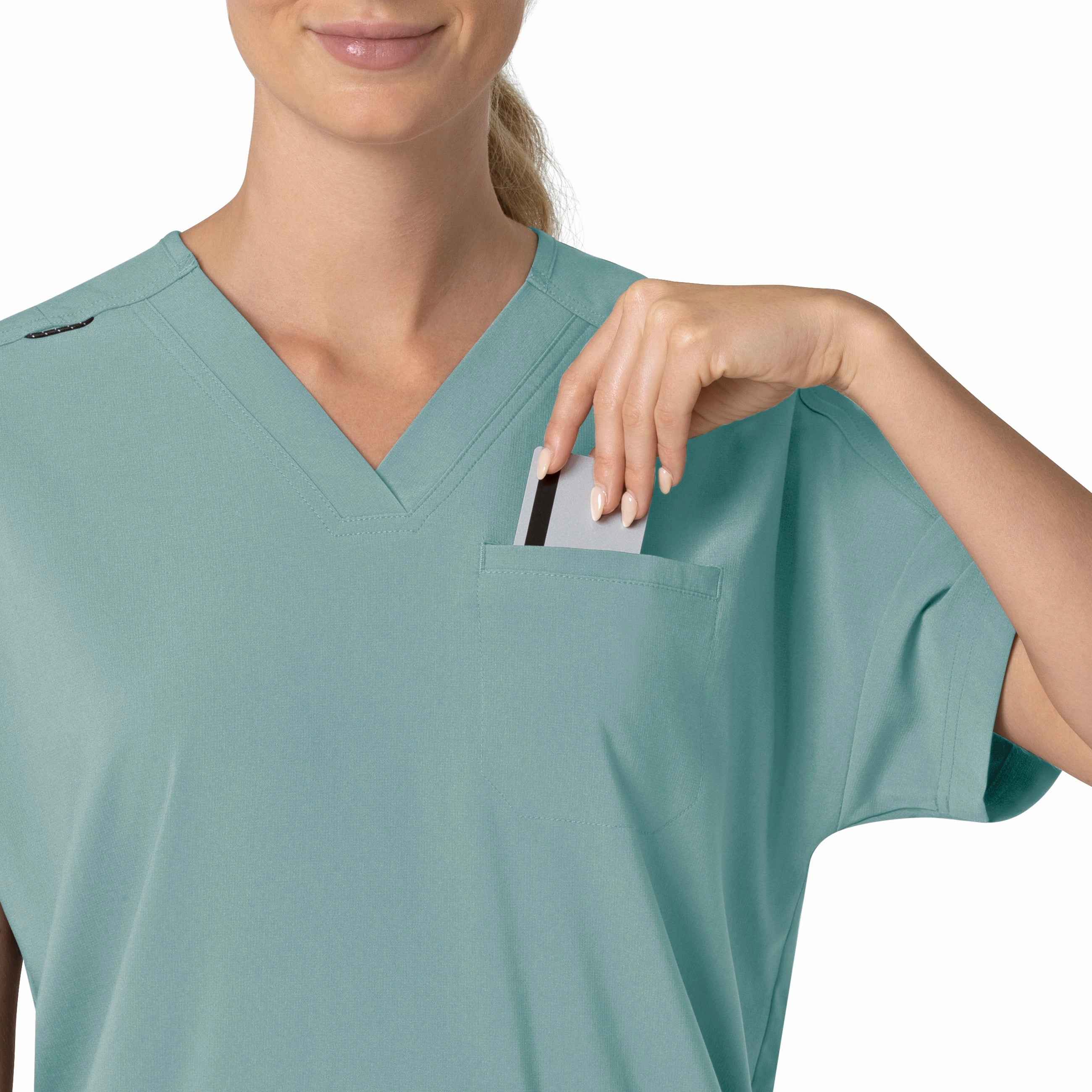 Carhartt Force Cross-Flex Women's Oversized V-Neck Scrub Top - Summer Blue