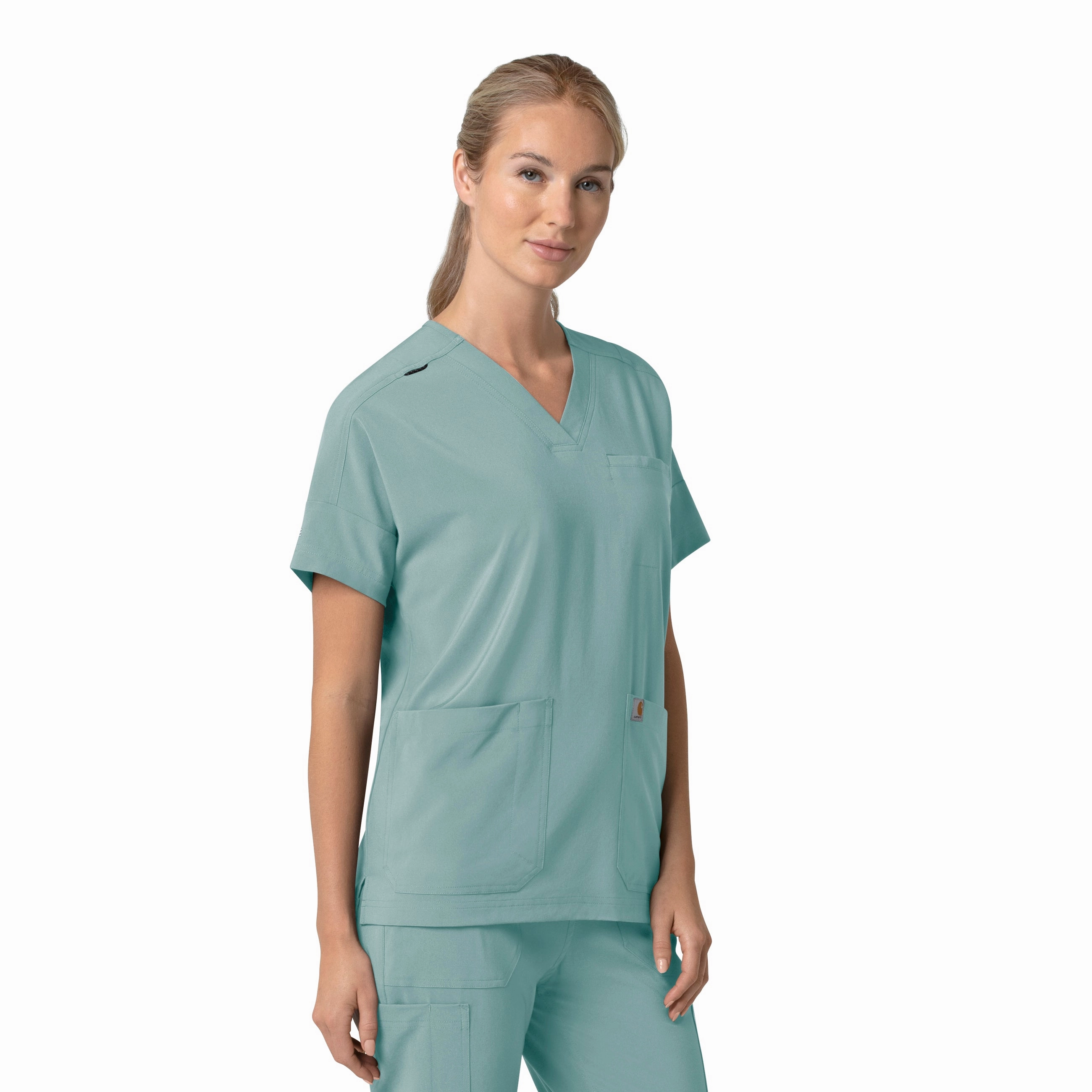 Carhartt Force Cross-Flex Women's Oversized V-Neck Scrub Top - Summer Blue