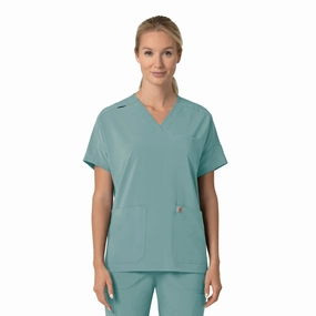 Carhartt Force Cross-Flex Women's Oversized V-Neck Scrub Top - Summer Blue