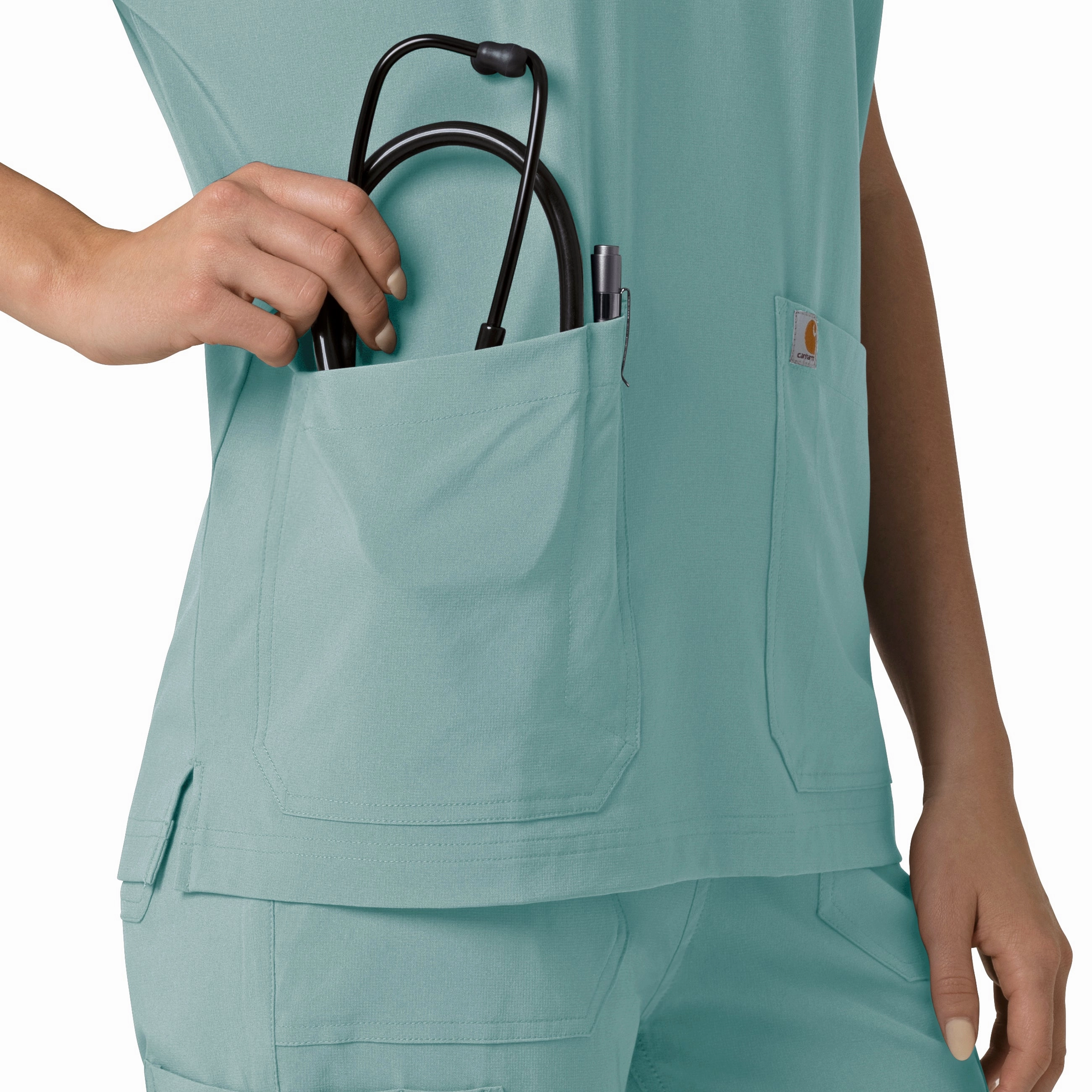 Carhartt Force Cross-Flex Women's Oversized V-Neck Scrub Top - Summer Blue