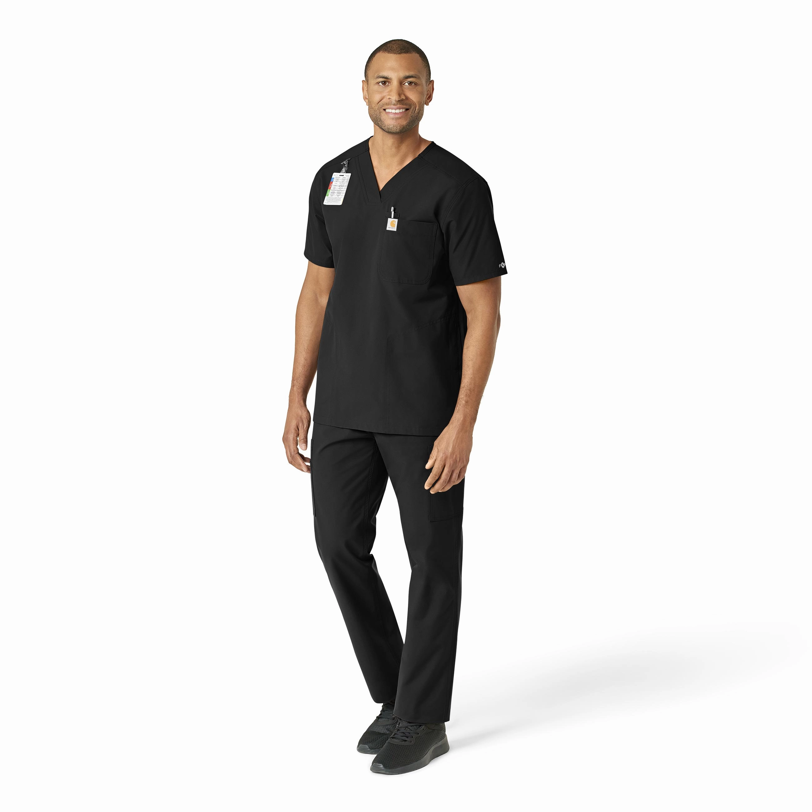 Carhartt Force Essentials Men's V-Neck Shirttail Scrub Top - Black