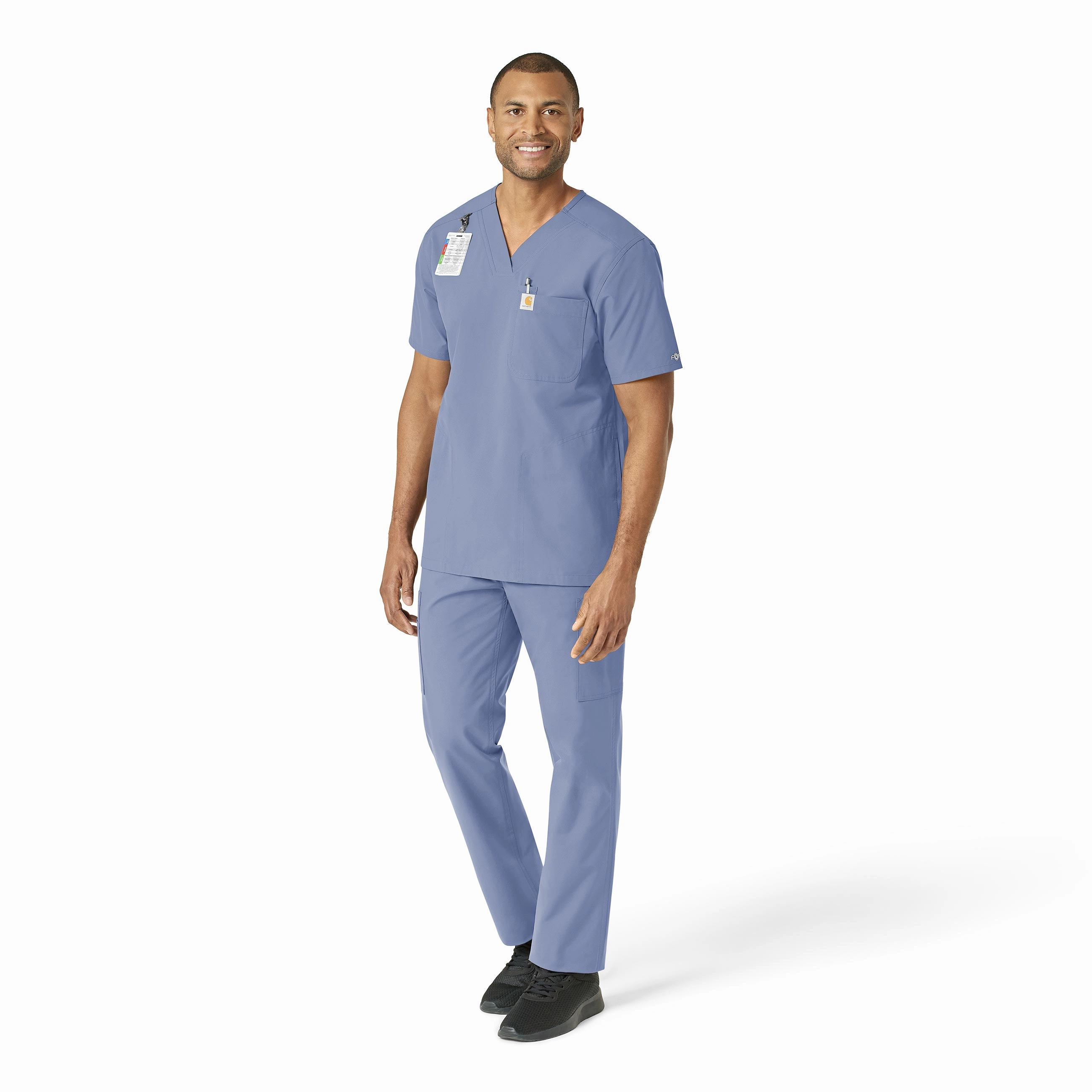 Carhartt Force Essentials Men's V-Neck Shirttail Scrub Top - Ceil Blue