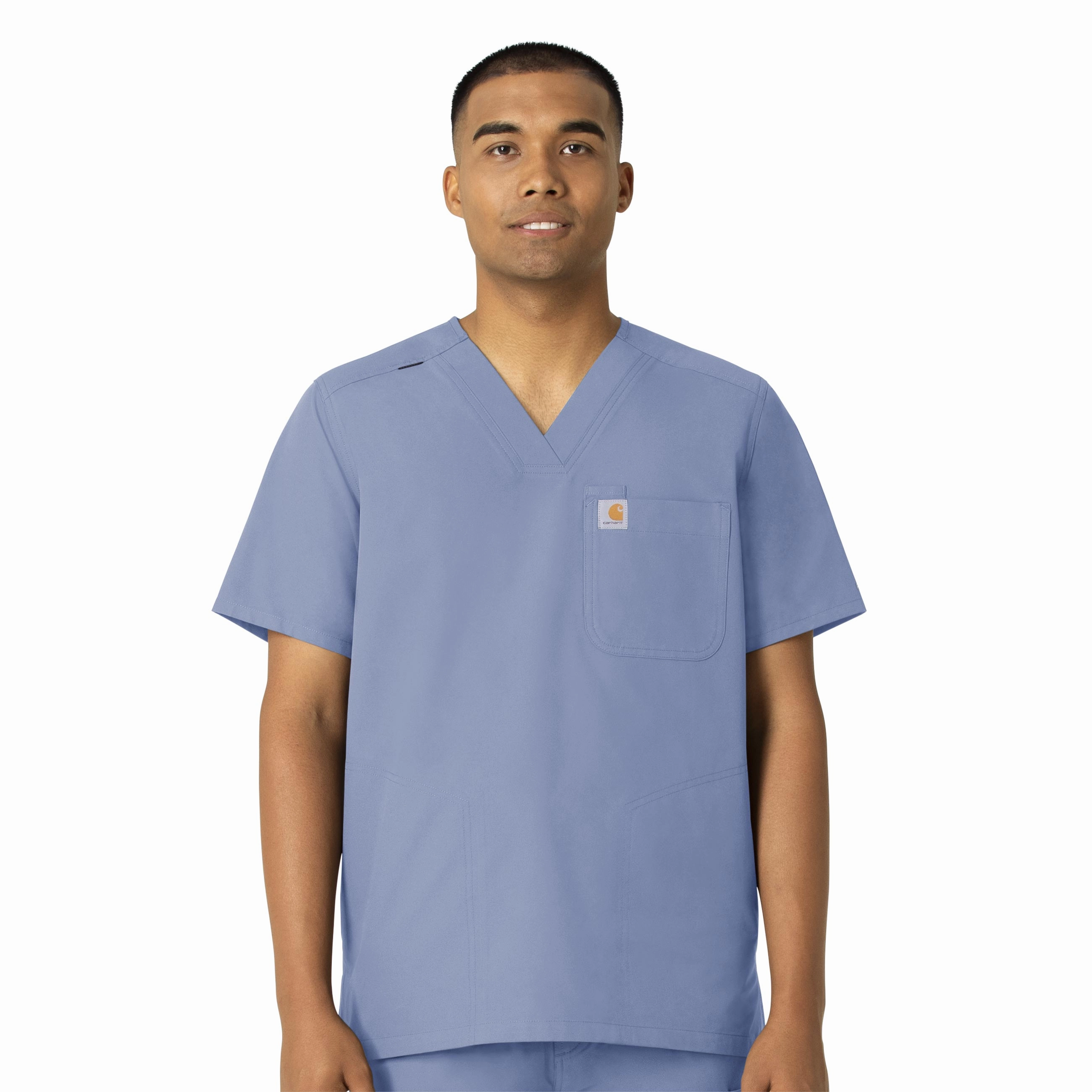 Carhartt Force Essentials Men's V-Neck Shirttail Scrub Top - Ceil Blue