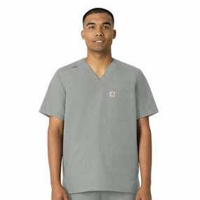 Carhartt Force Essentials Men's V-Neck Shirttail Scrub Top - Grey