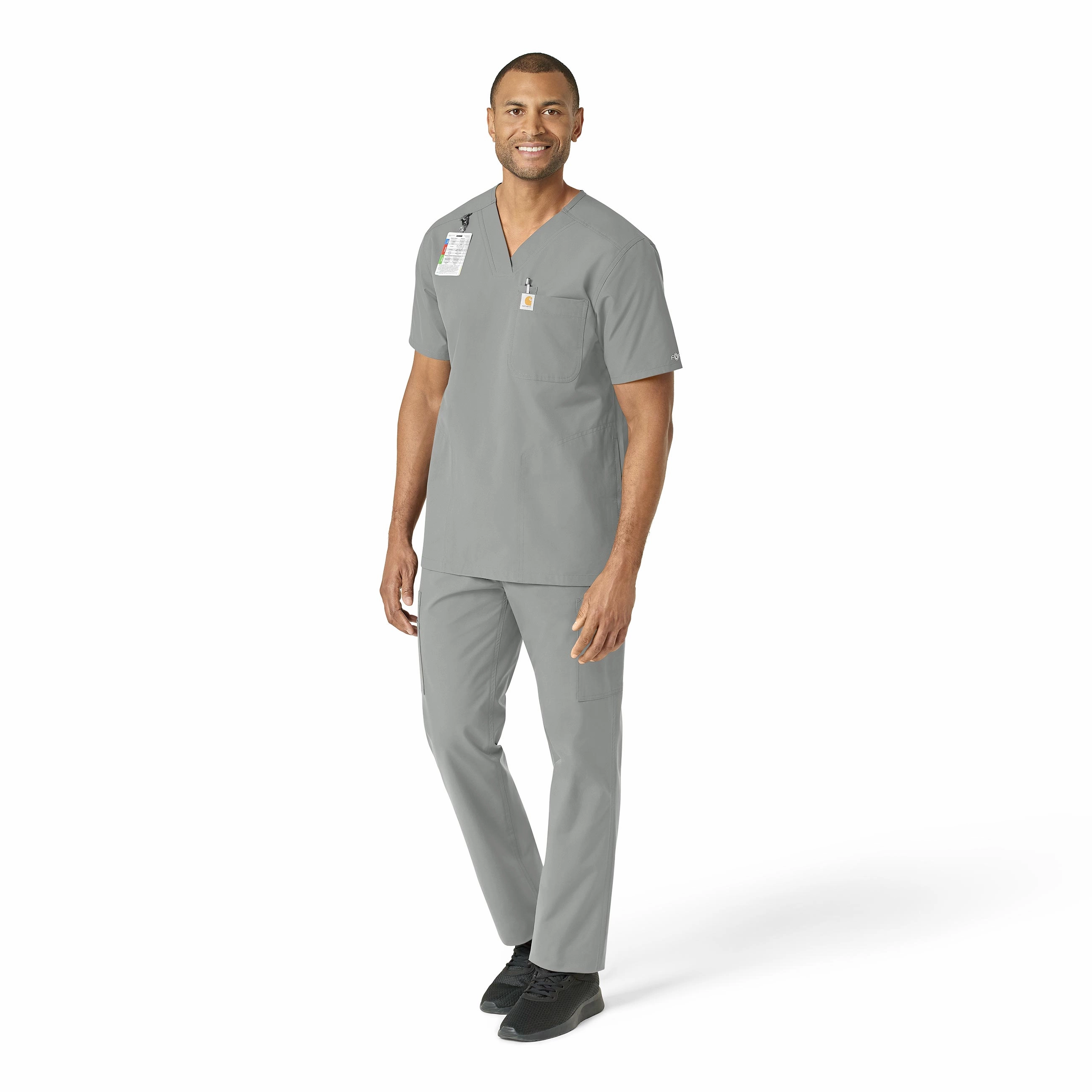 Carhartt Force Essentials Men's V-Neck Shirttail Scrub Top - Grey