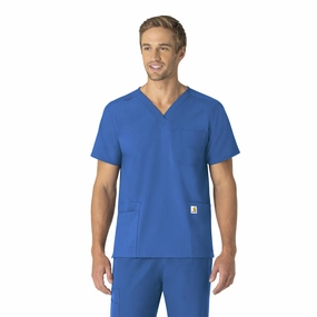 Carhartt Force Essentials Unisex V-Neck 6-Pocket Scrub Top - Royal