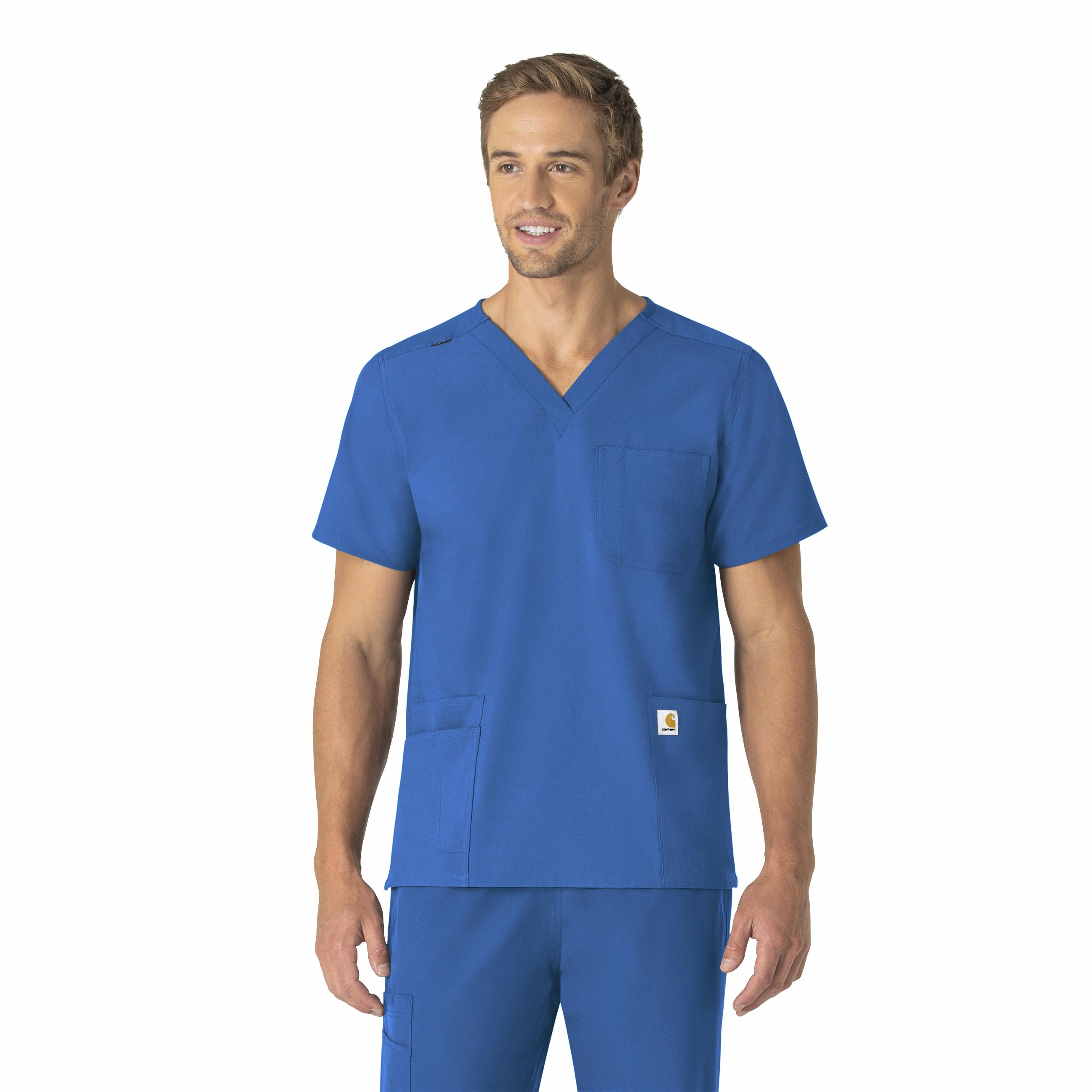 Carhartt Force Essentials Unisex V-Neck 6-Pocket Scrub Top - Royal
