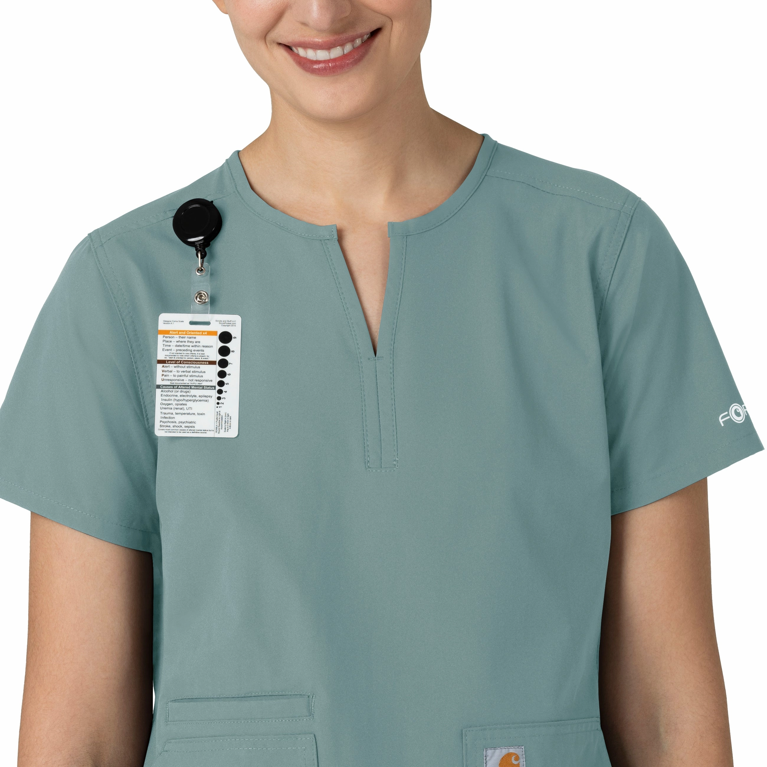Carhartt Force Essentials Women's Notch Neck Tunic Scrub Top - Summer Blue