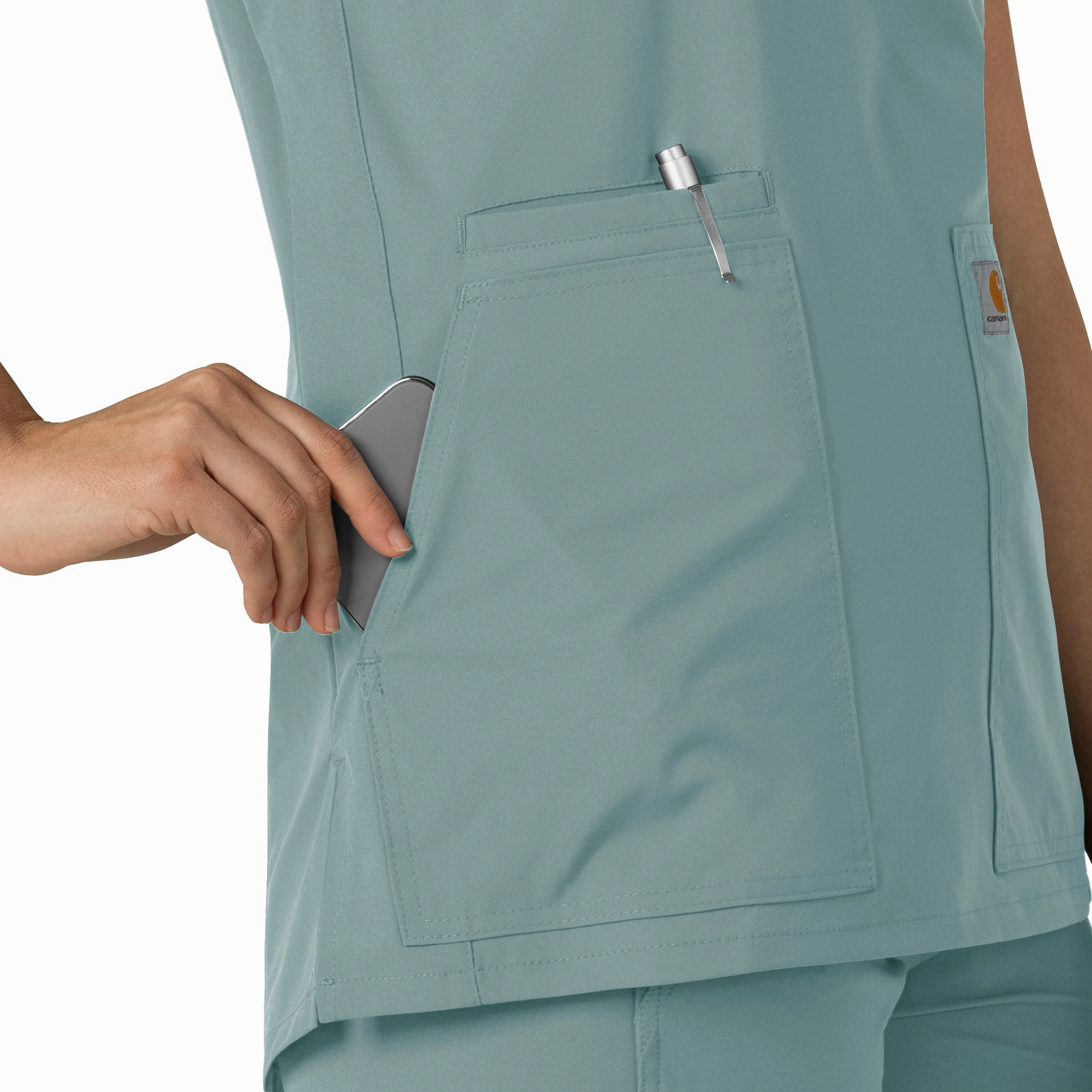 Carhartt Force Essentials Women's Notch Neck Tunic Scrub Top - Summer Blue