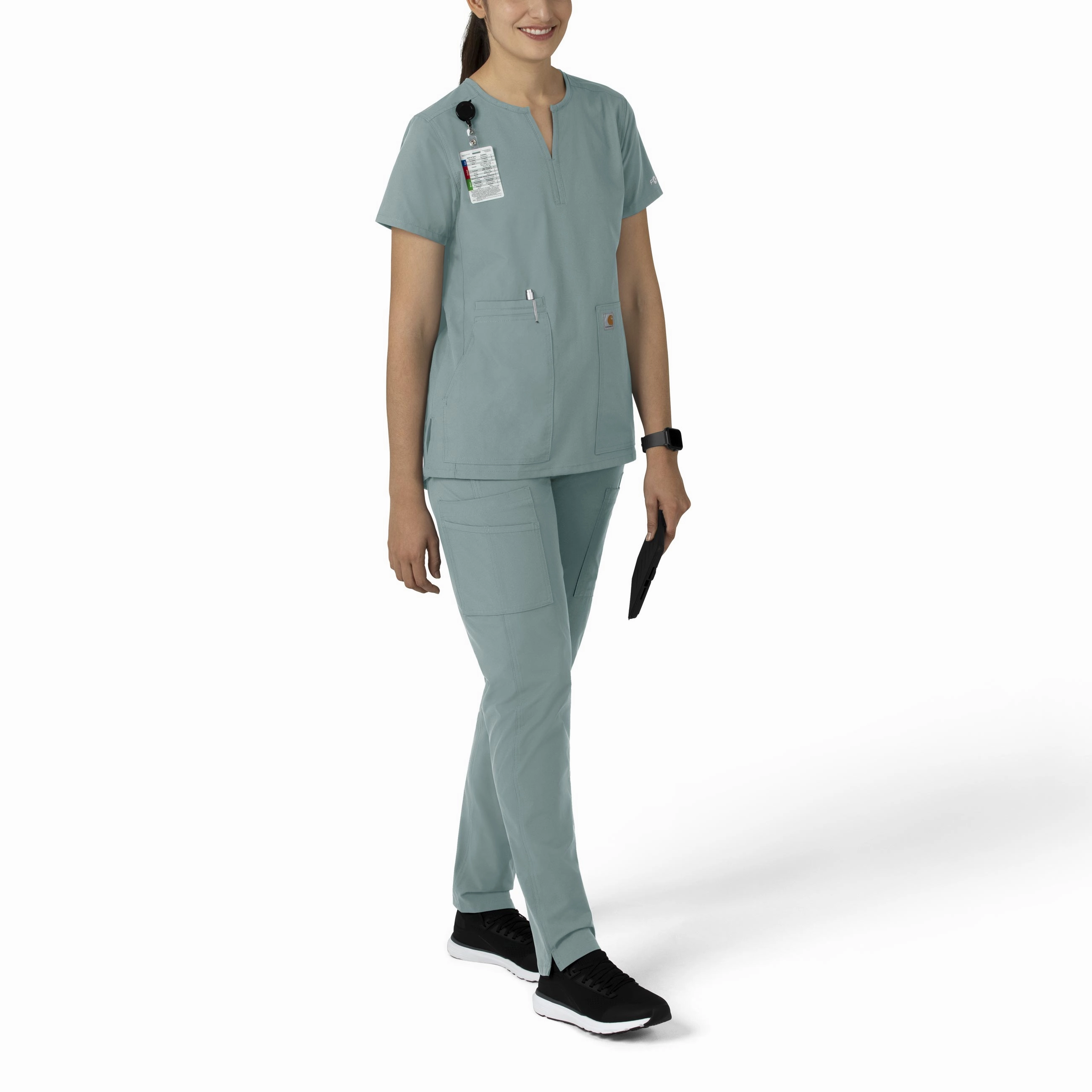 Carhartt Force Essentials Women's Notch Neck Tunic Scrub Top - Summer Blue
